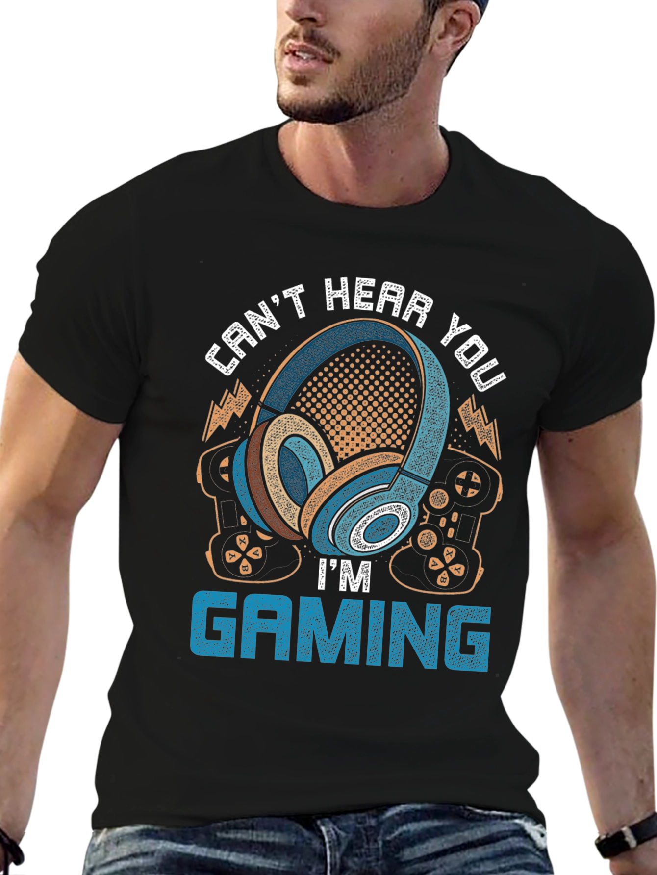 Gamer Headphones T-Shirt - Cant Hear You Im Gaming