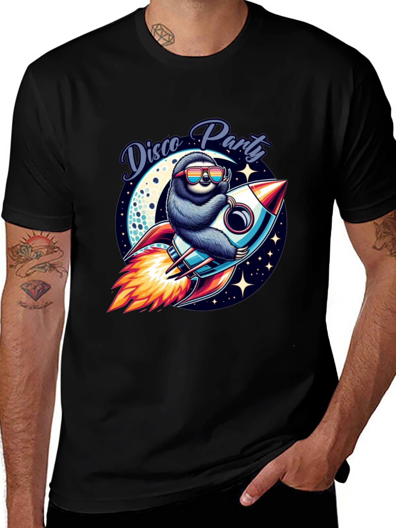 Disco Sloth Rocket Graphic Tee