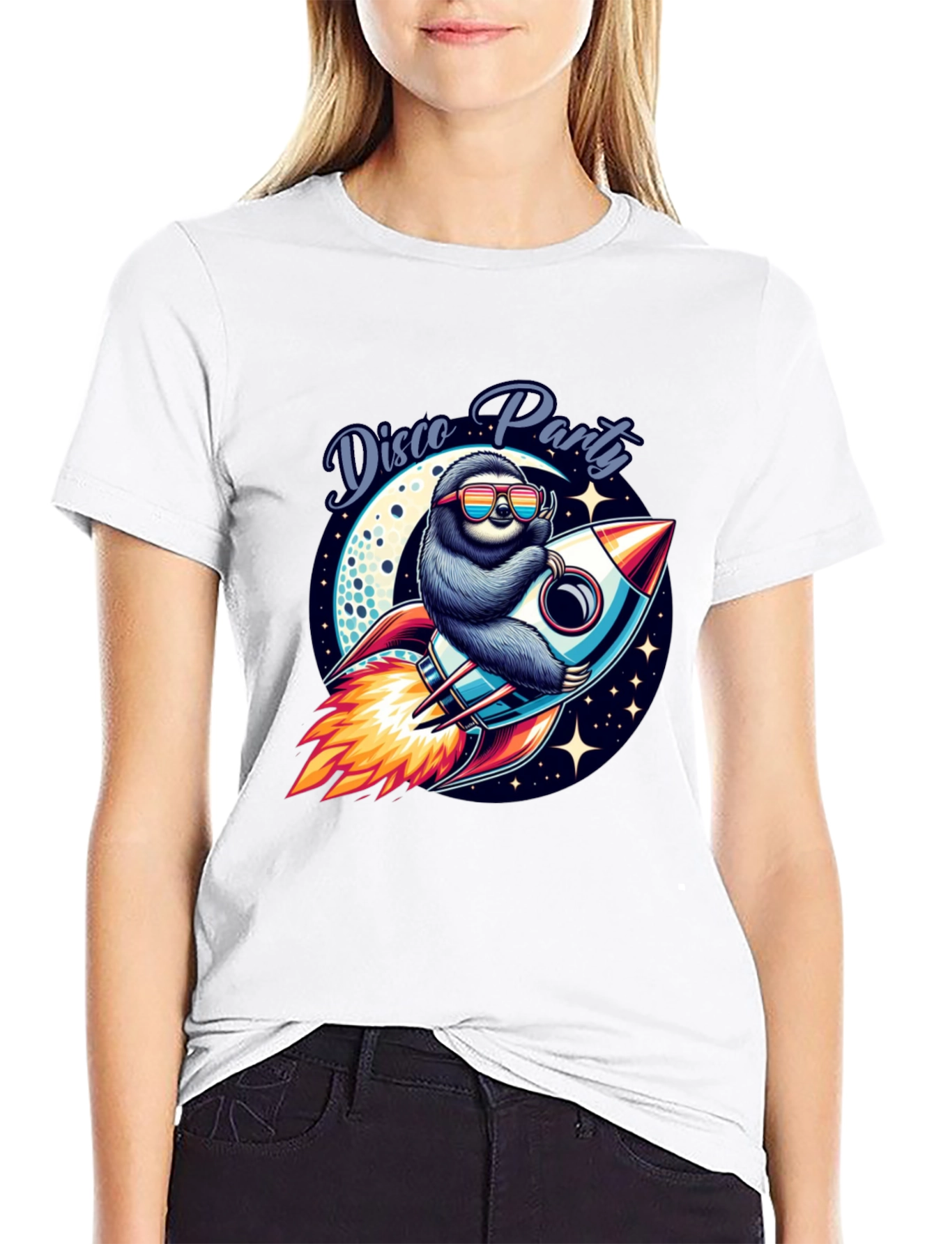 Disco Sloth Rocket Graphic Tee