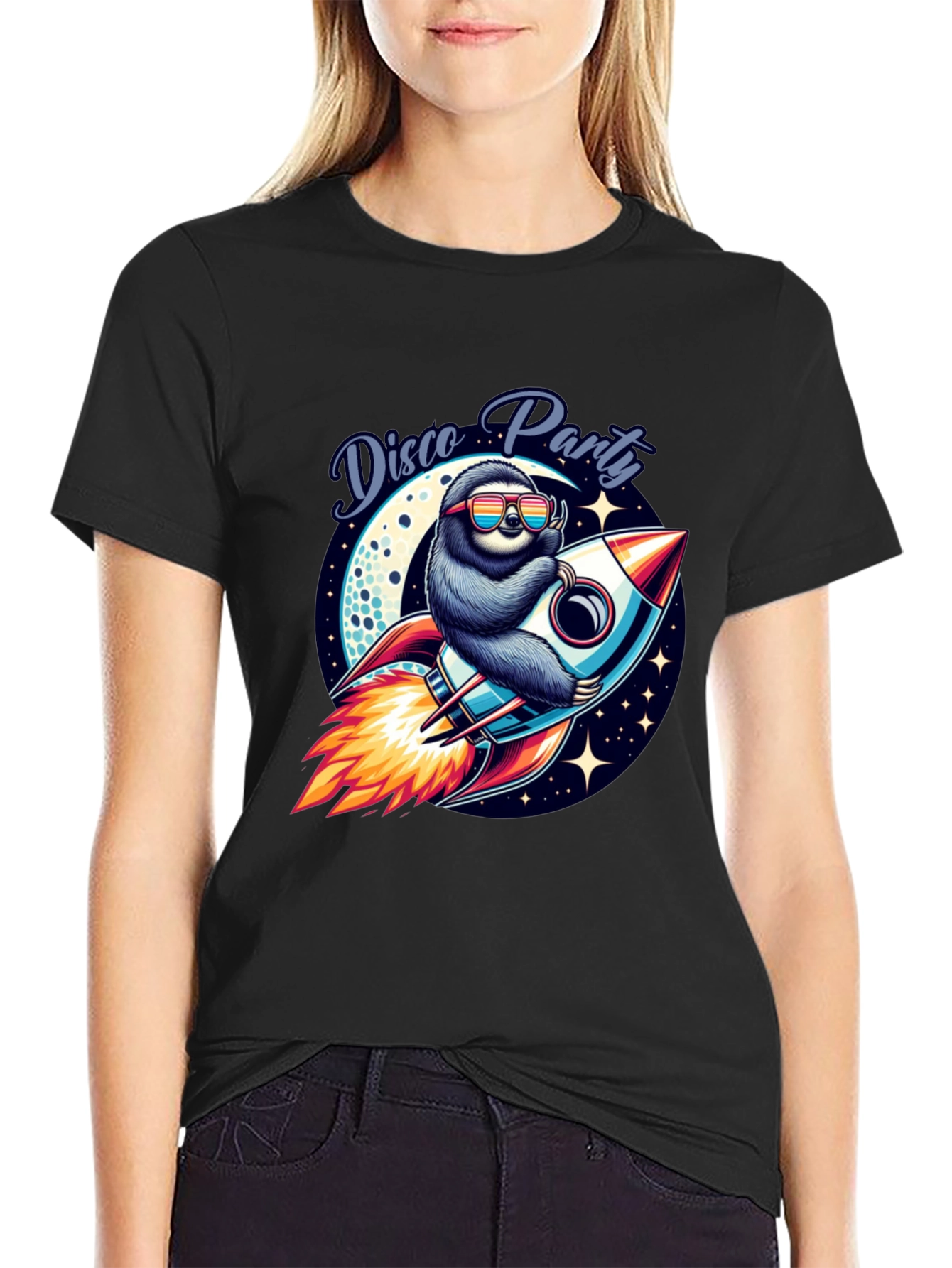Disco Sloth Rocket Graphic Tee