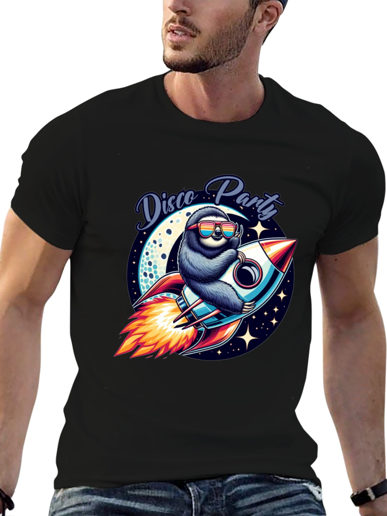 Disco Sloth Rocket Graphic Tee