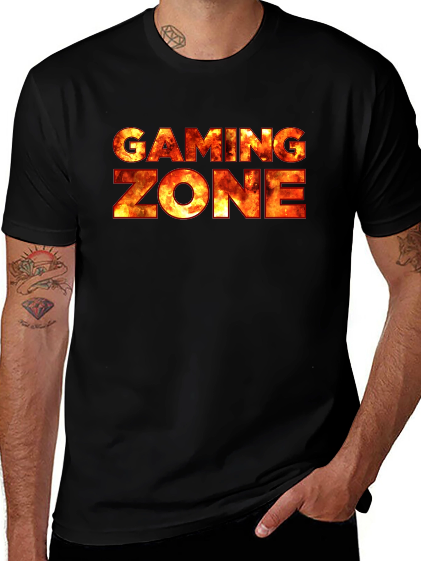 Gaming Zone Black T-Shirt - Fiery Gamer Style