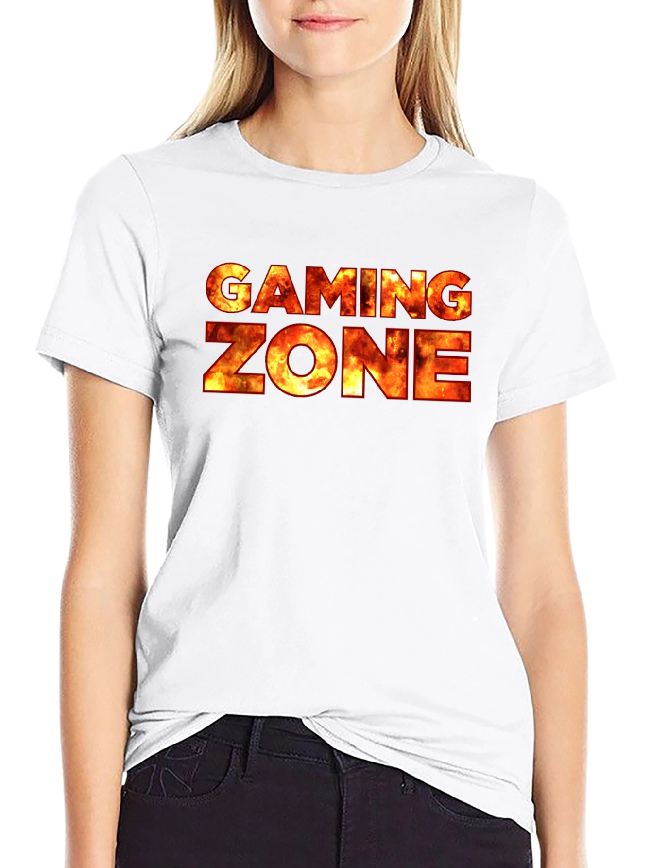 Gaming Zone Black T-Shirt - Fiery Gamer Style