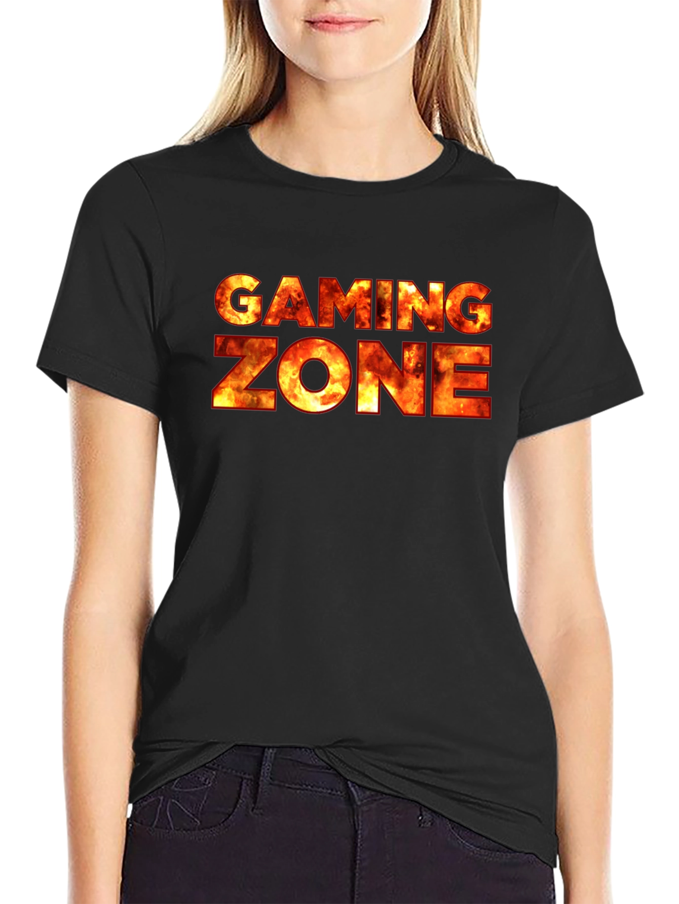 Gaming Zone Black T-Shirt - Fiery Gamer Style