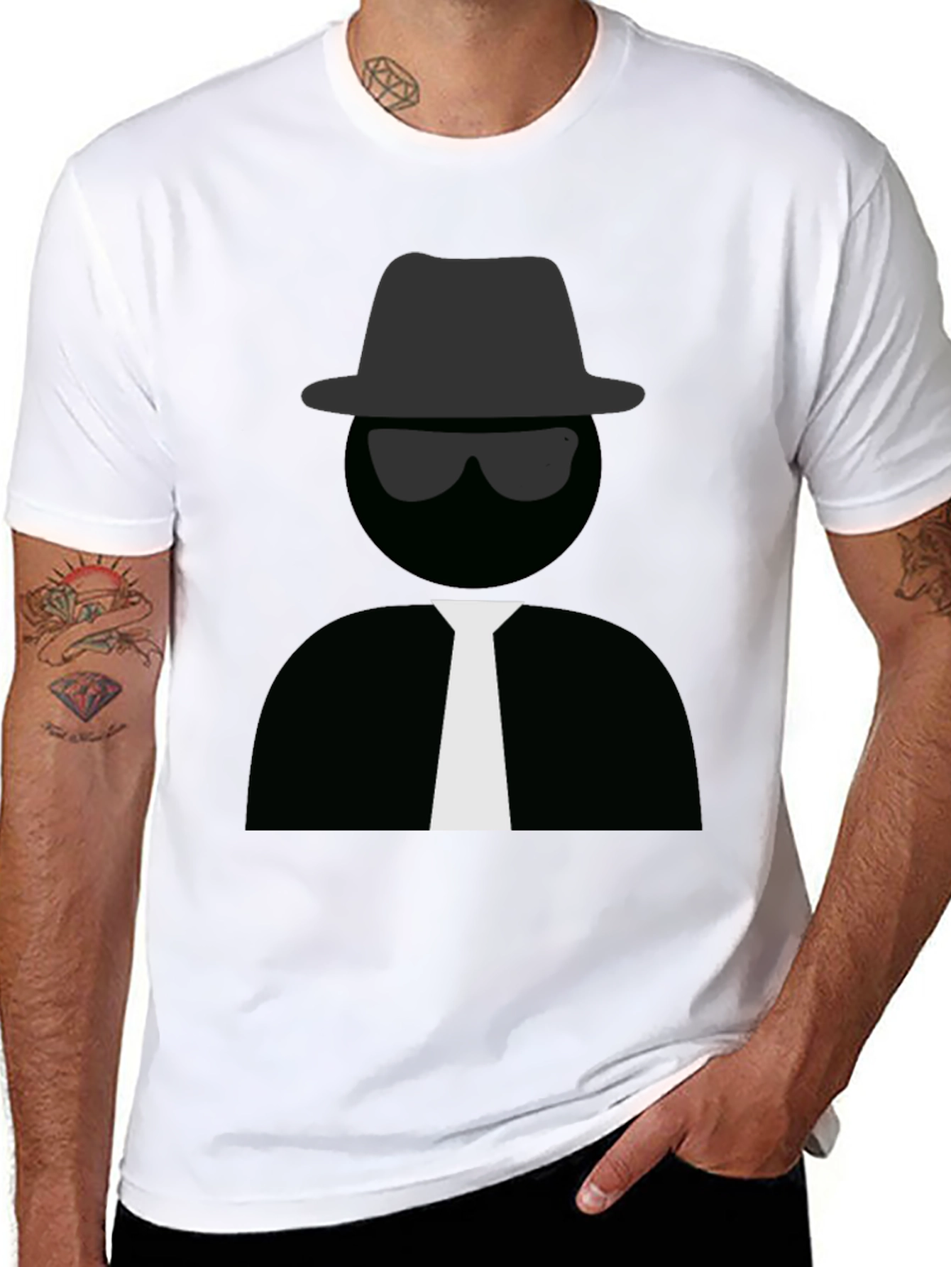 Mens Black T-Shirt with Detective Graphic