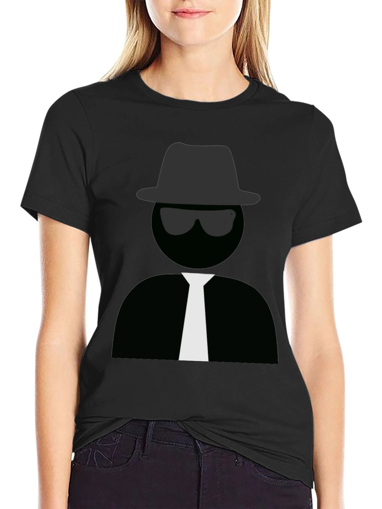 Mens Black T-Shirt with Detective Graphic