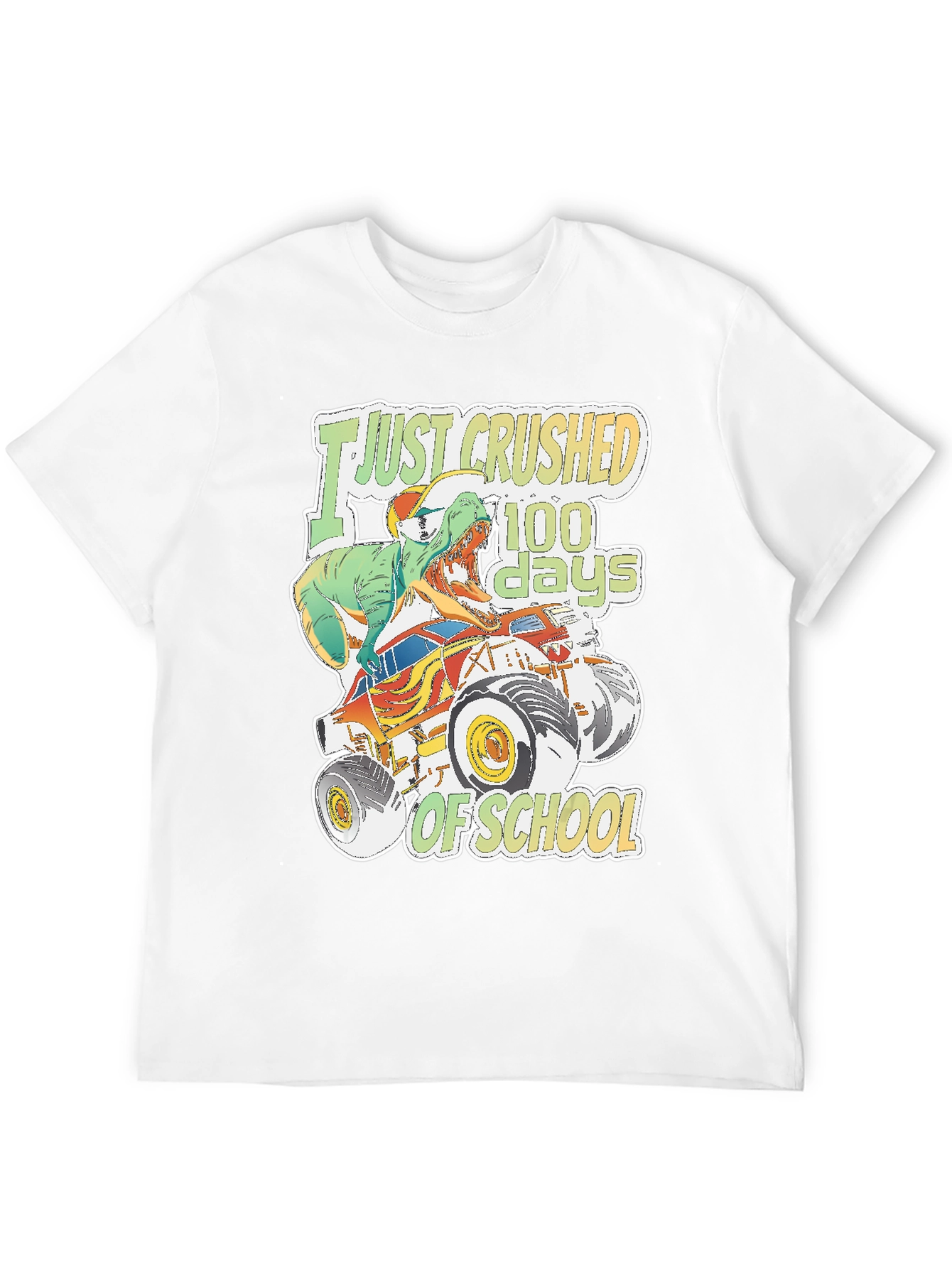 Crushed 100 Days of School T-Rex Monster Truck Tee