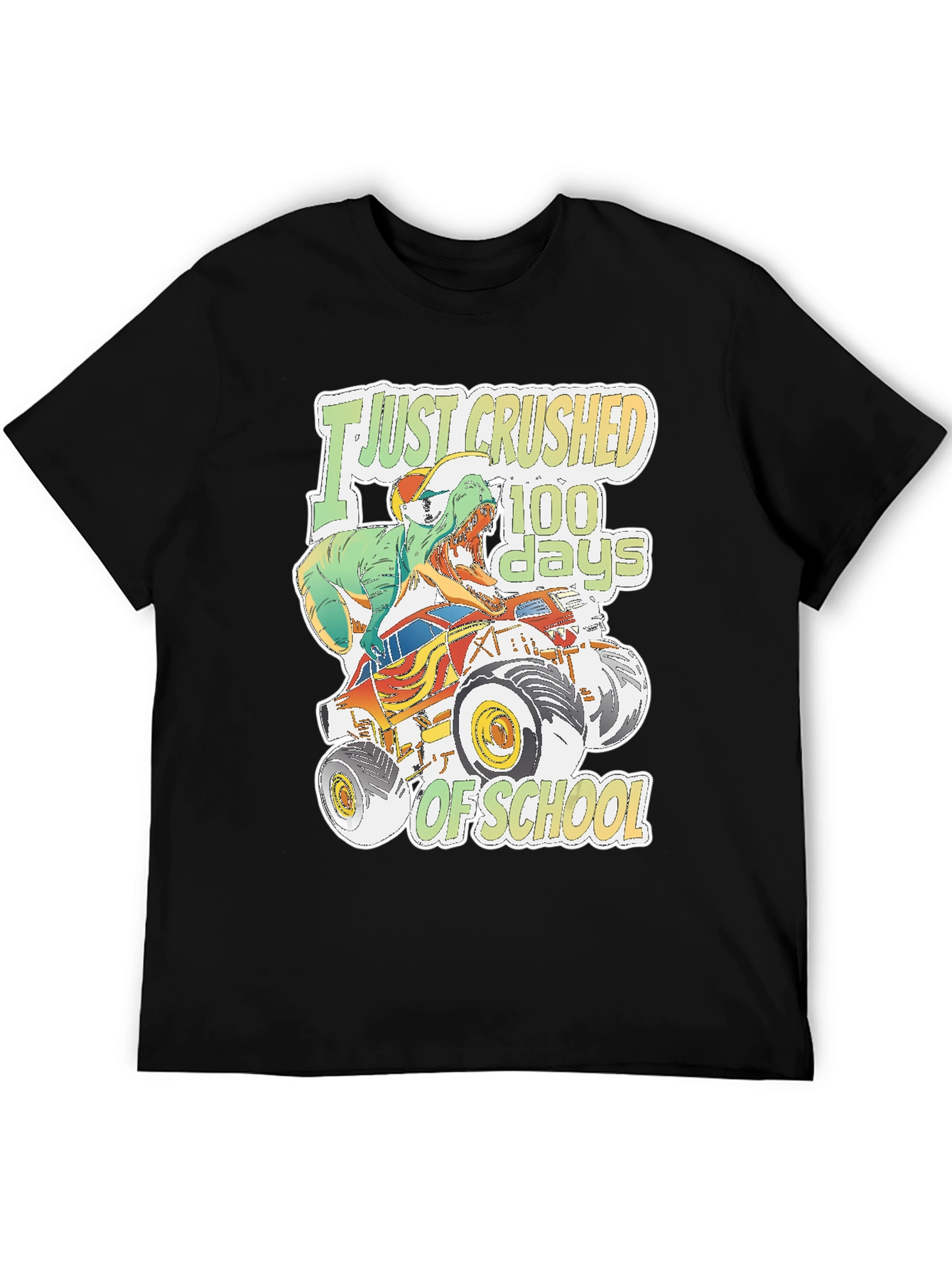 Crushed 100 Days of School T-Rex Monster Truck Tee