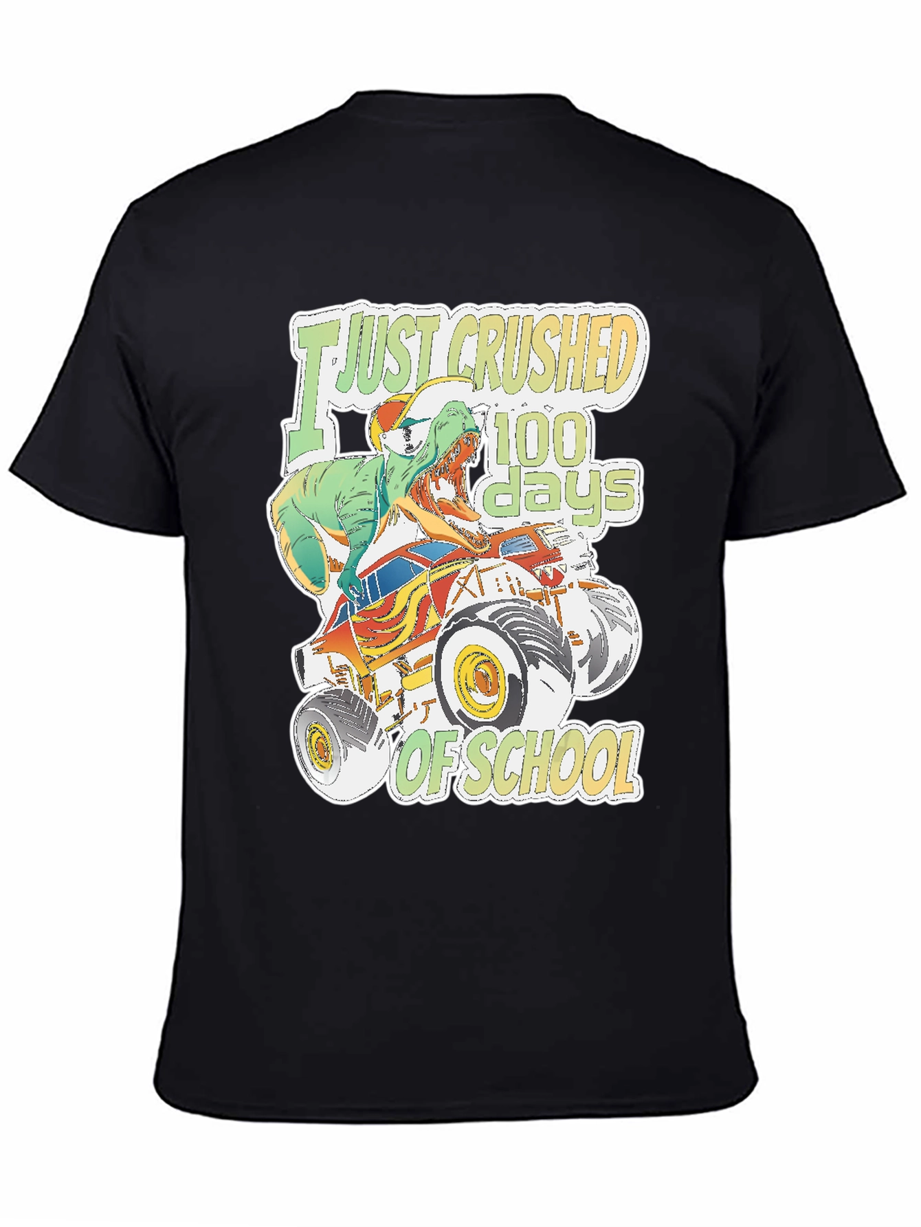 Crushed 100 Days of School T-Rex Monster Truck Tee