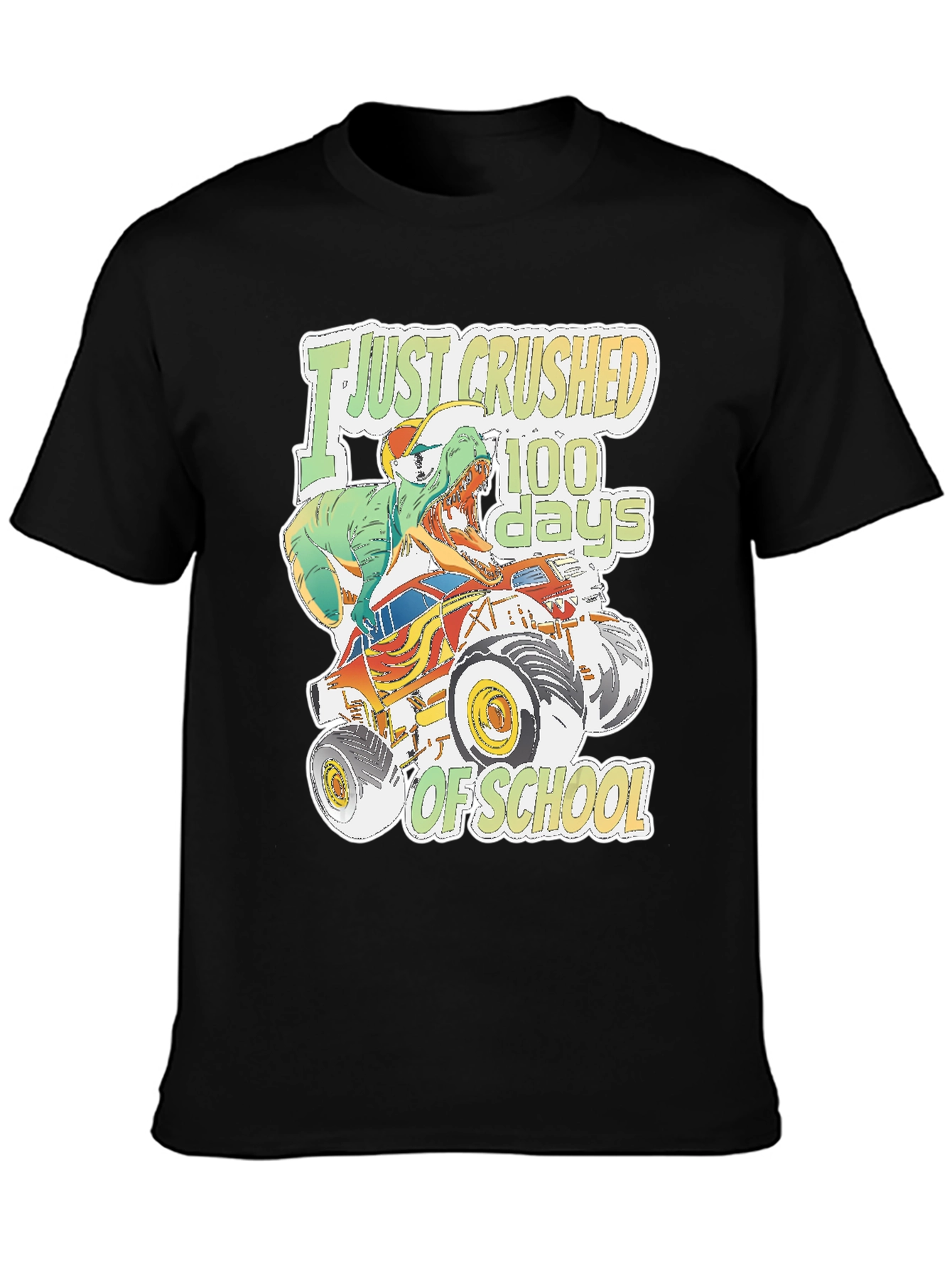 Crushed 100 Days of School T-Rex Monster Truck Tee