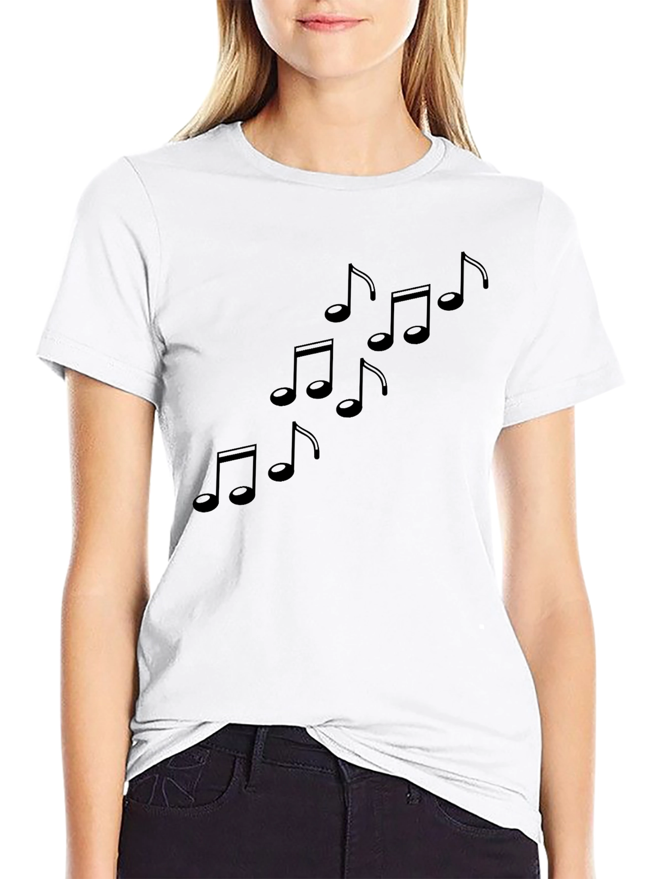 Musical Notes Graphic Black T-Shirt