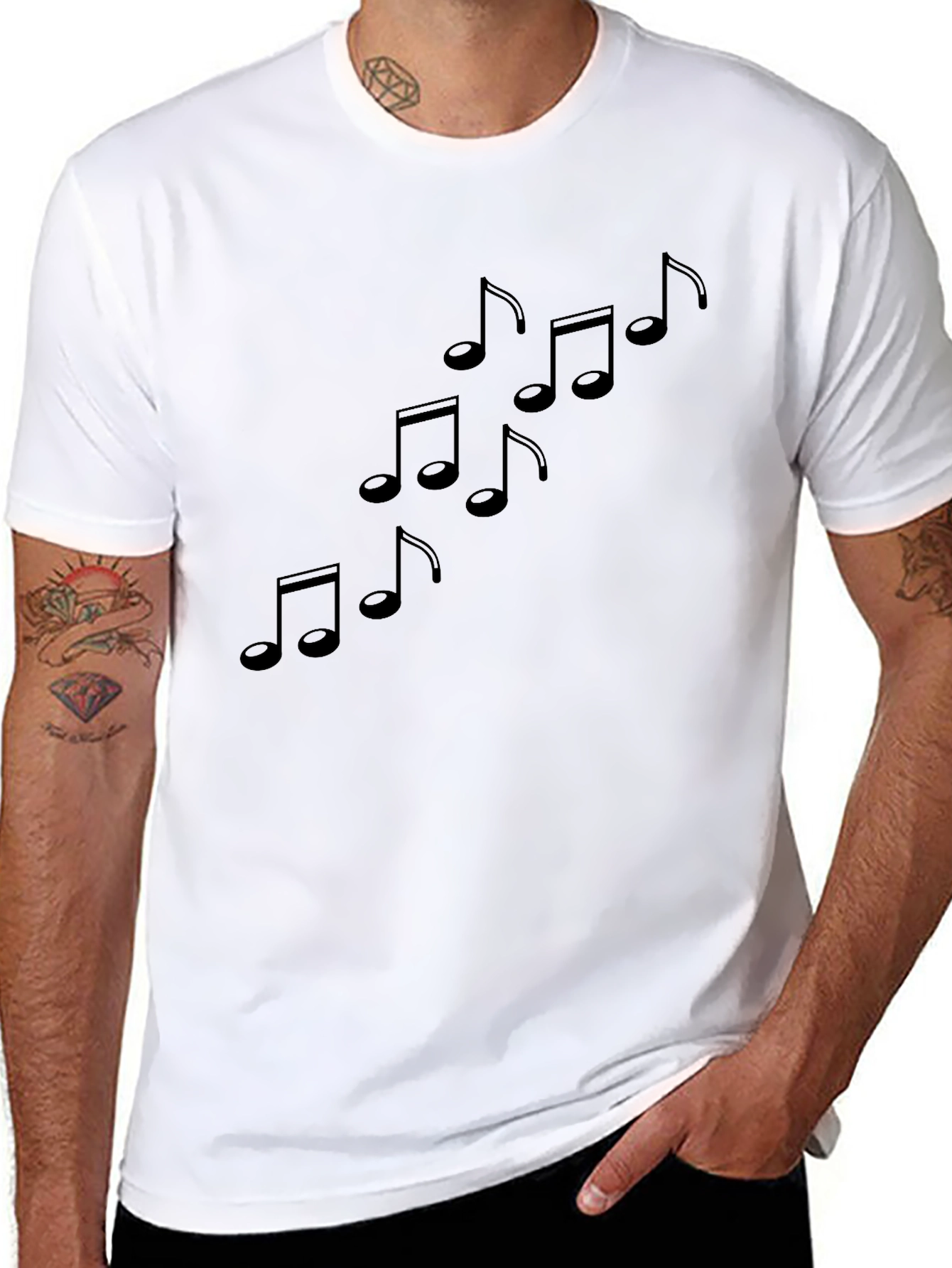 Musical Notes Graphic Black T-Shirt