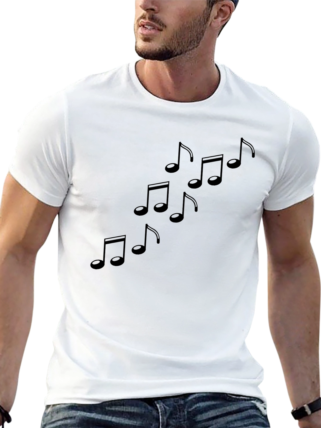 Musical Notes Graphic Black T-Shirt