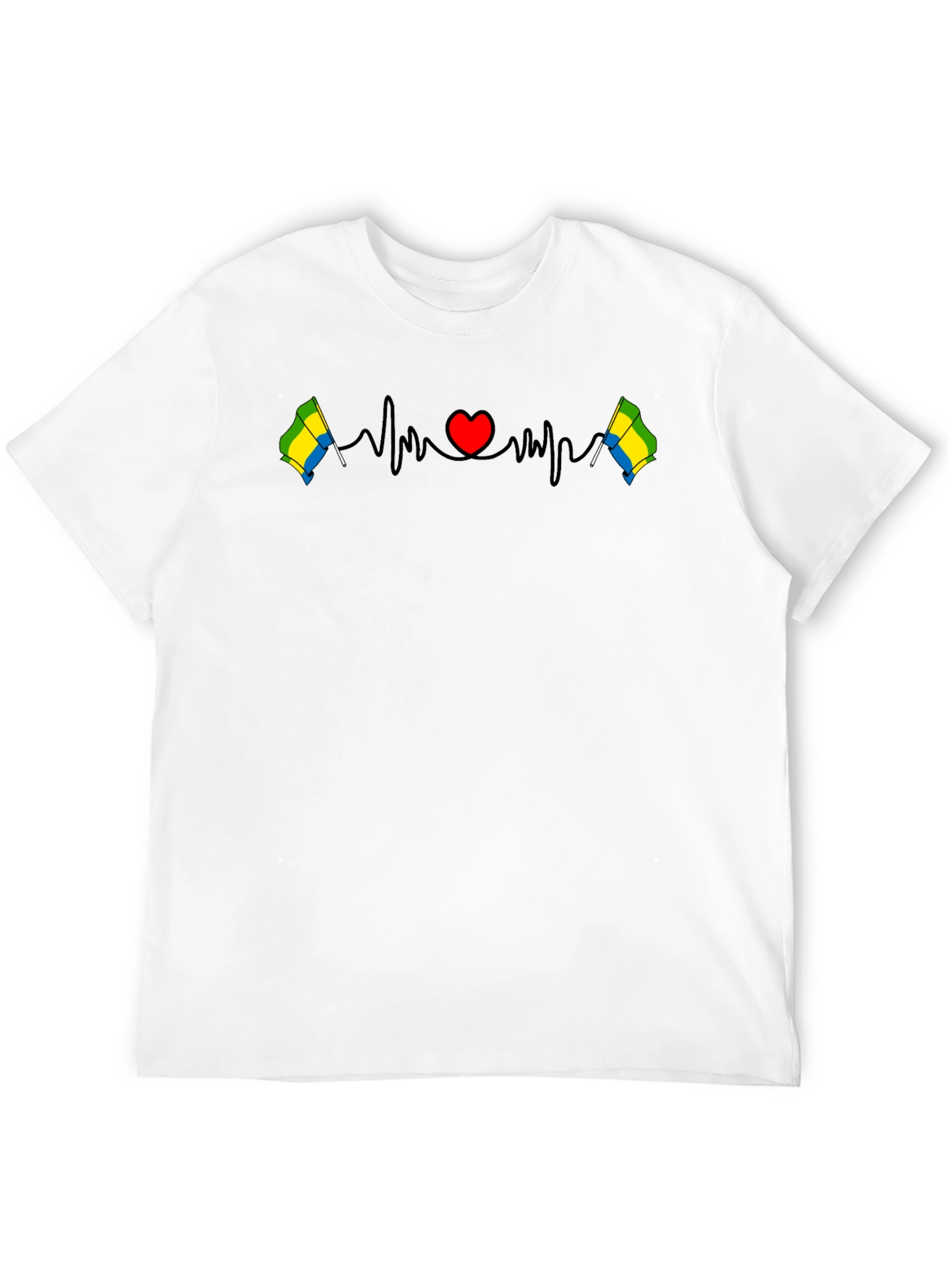 Gabon Flag Heartbeat T-Shirt