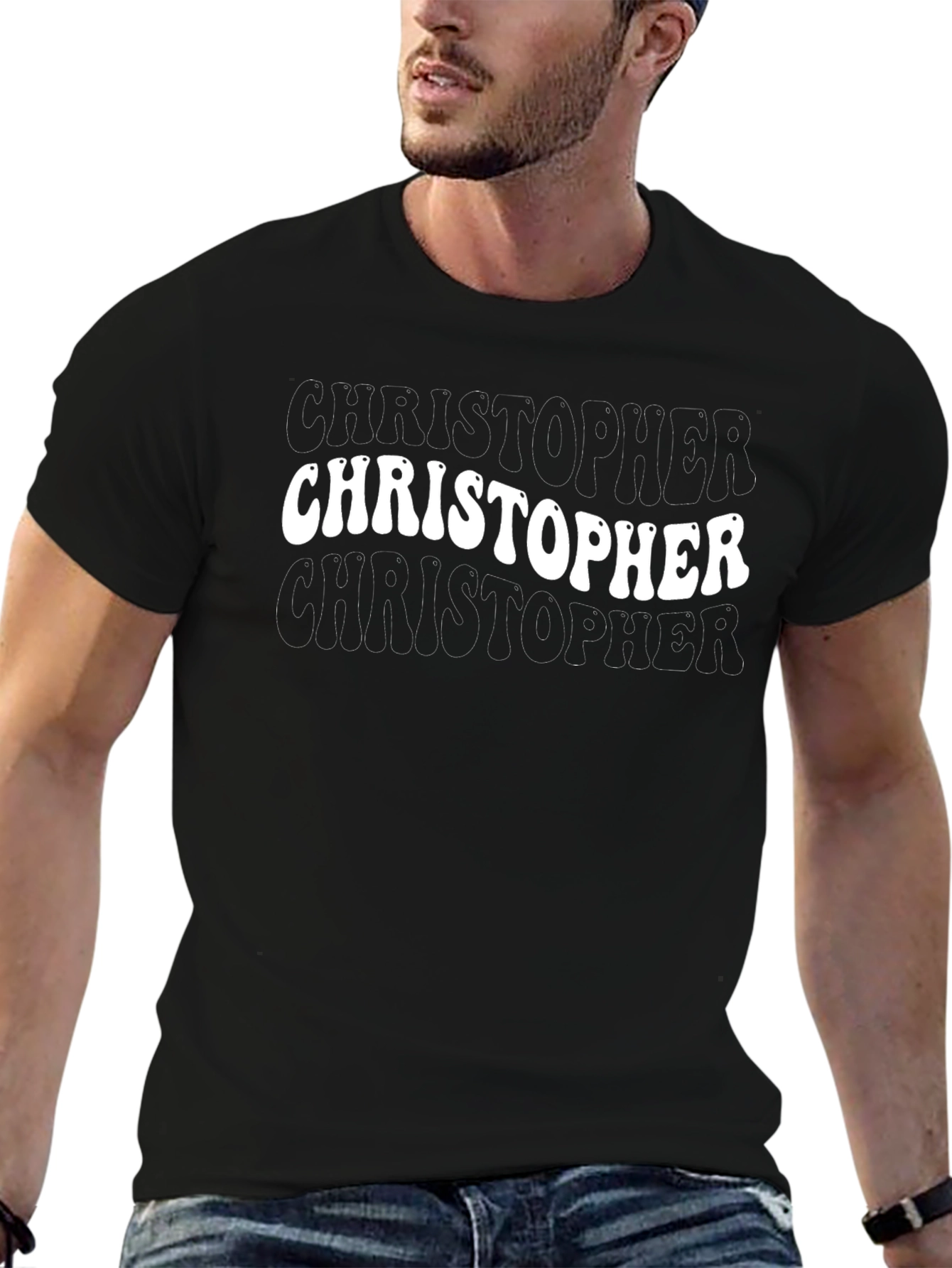 Retro Christopher Graphic Black T-Shirt