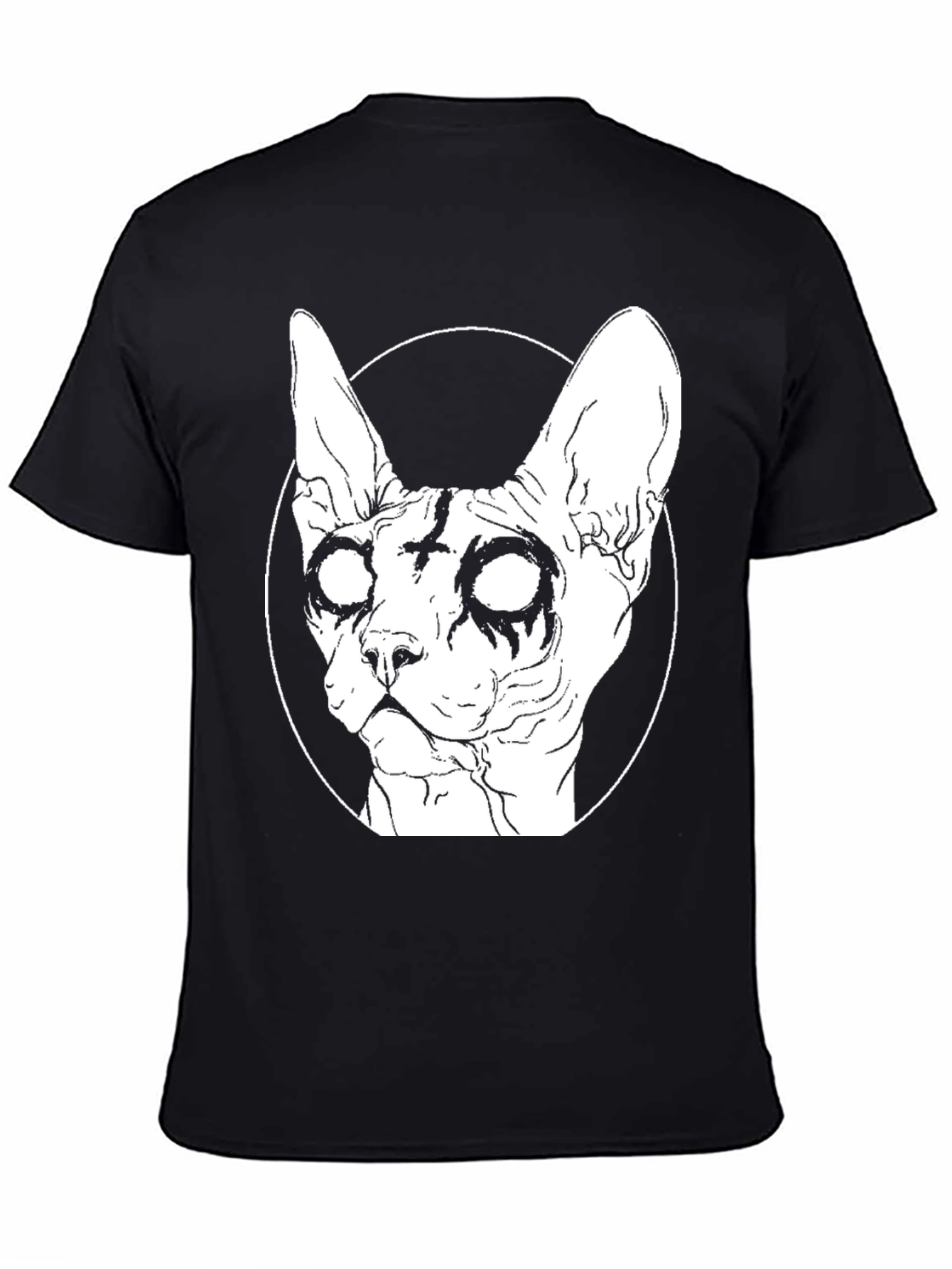 Gothic Cat Graphic T-Shirt - Black Cotton Tee