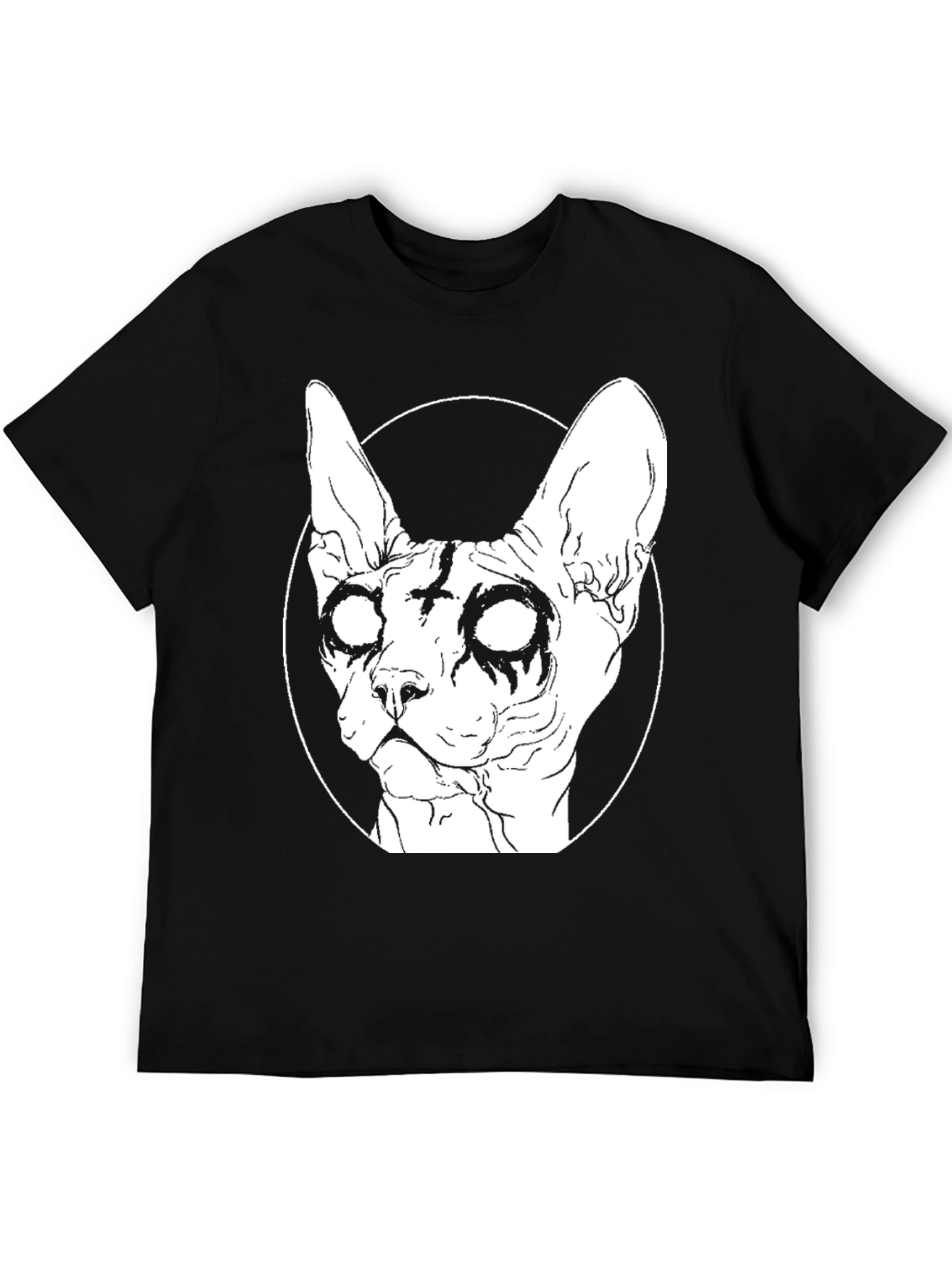 Gothic Cat Graphic T-Shirt - Black Cotton Tee