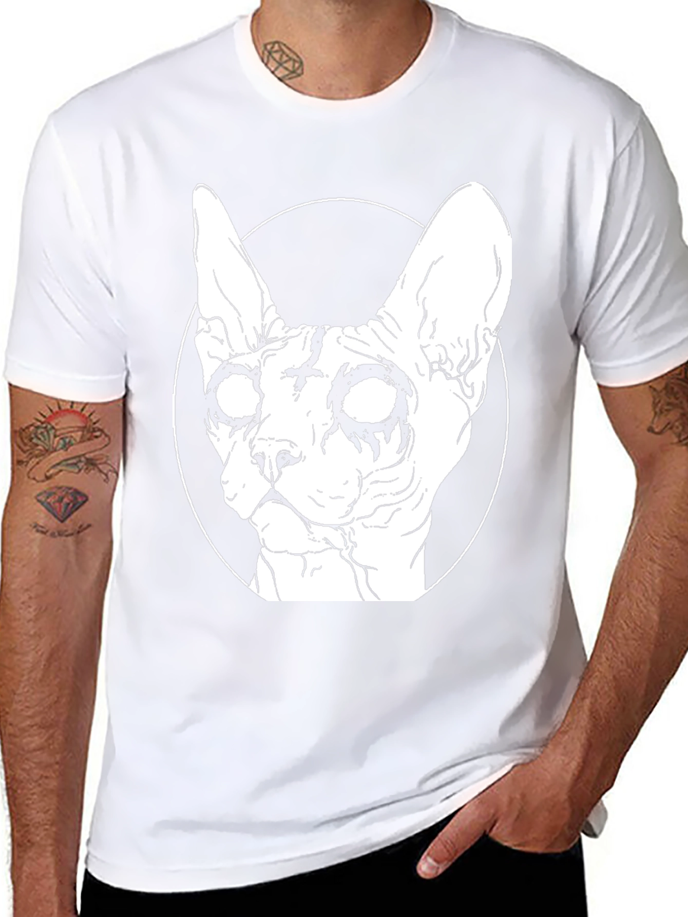 Gothic Cat Graphic T-Shirt - Black Cotton Tee