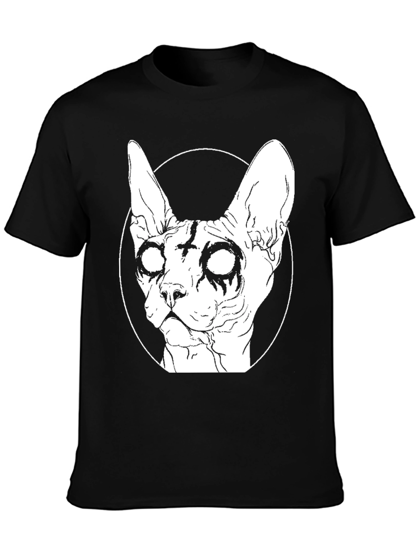Gothic Cat Graphic T-Shirt - Black Cotton Tee