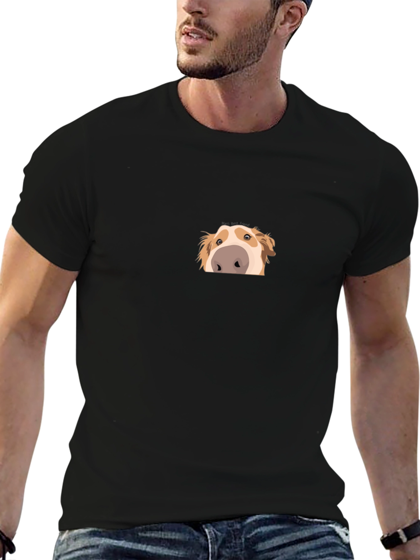 Peek-a-Boo Dog Graphic Black Tee