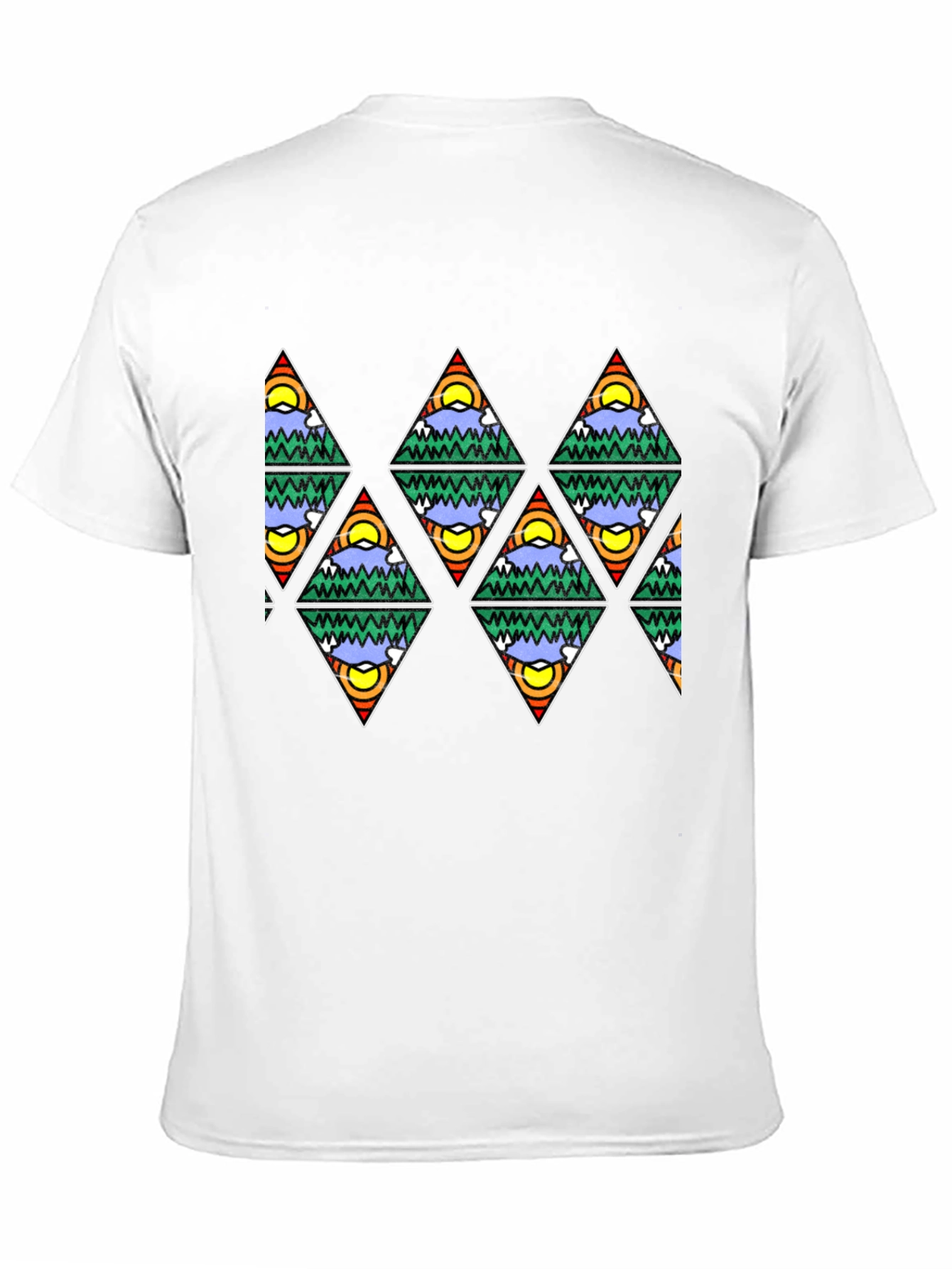 Mountain Scene Triangle Pattern T-Shirt