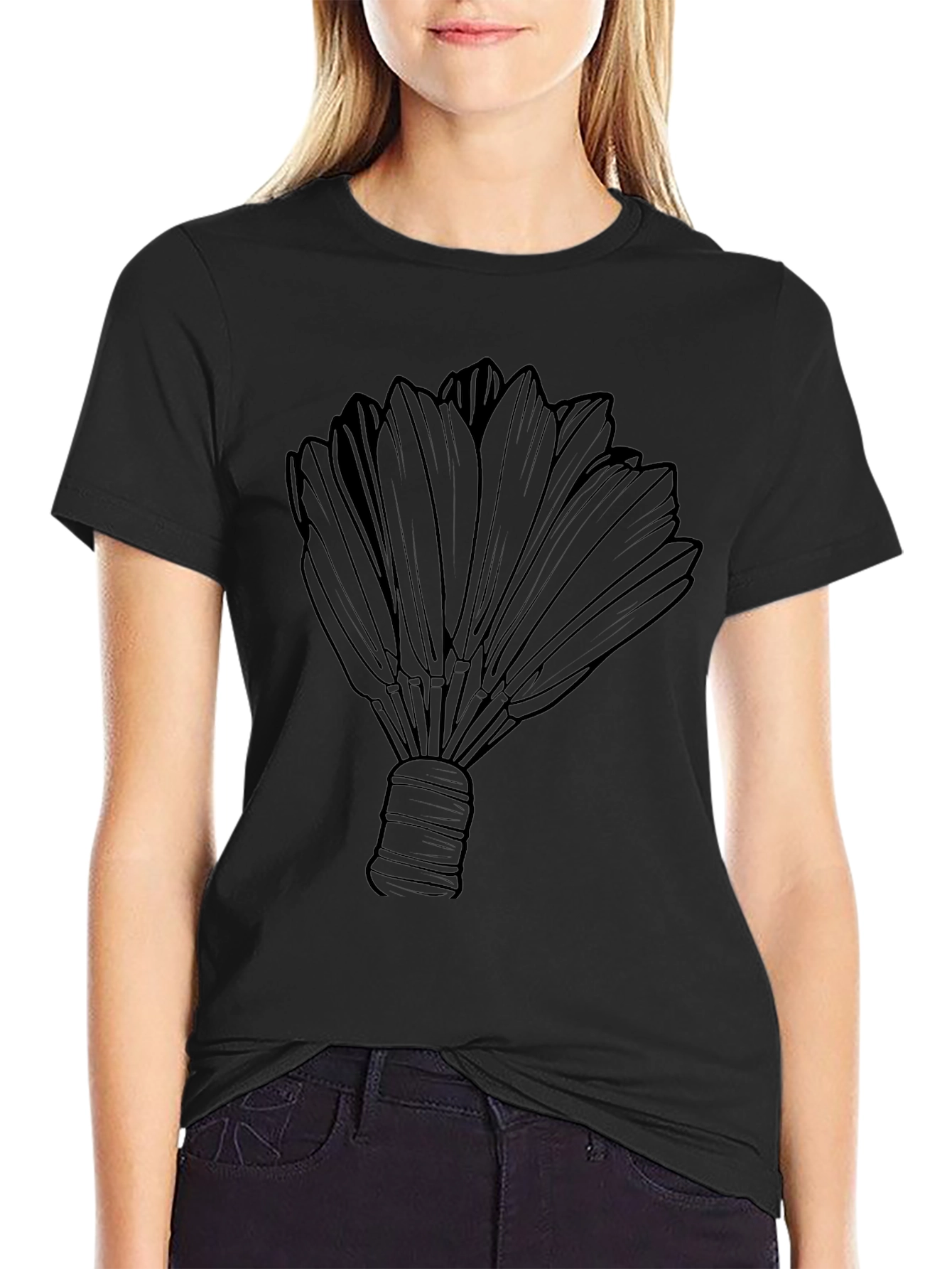 Black Badminton Shuttlecock Graphic Tee