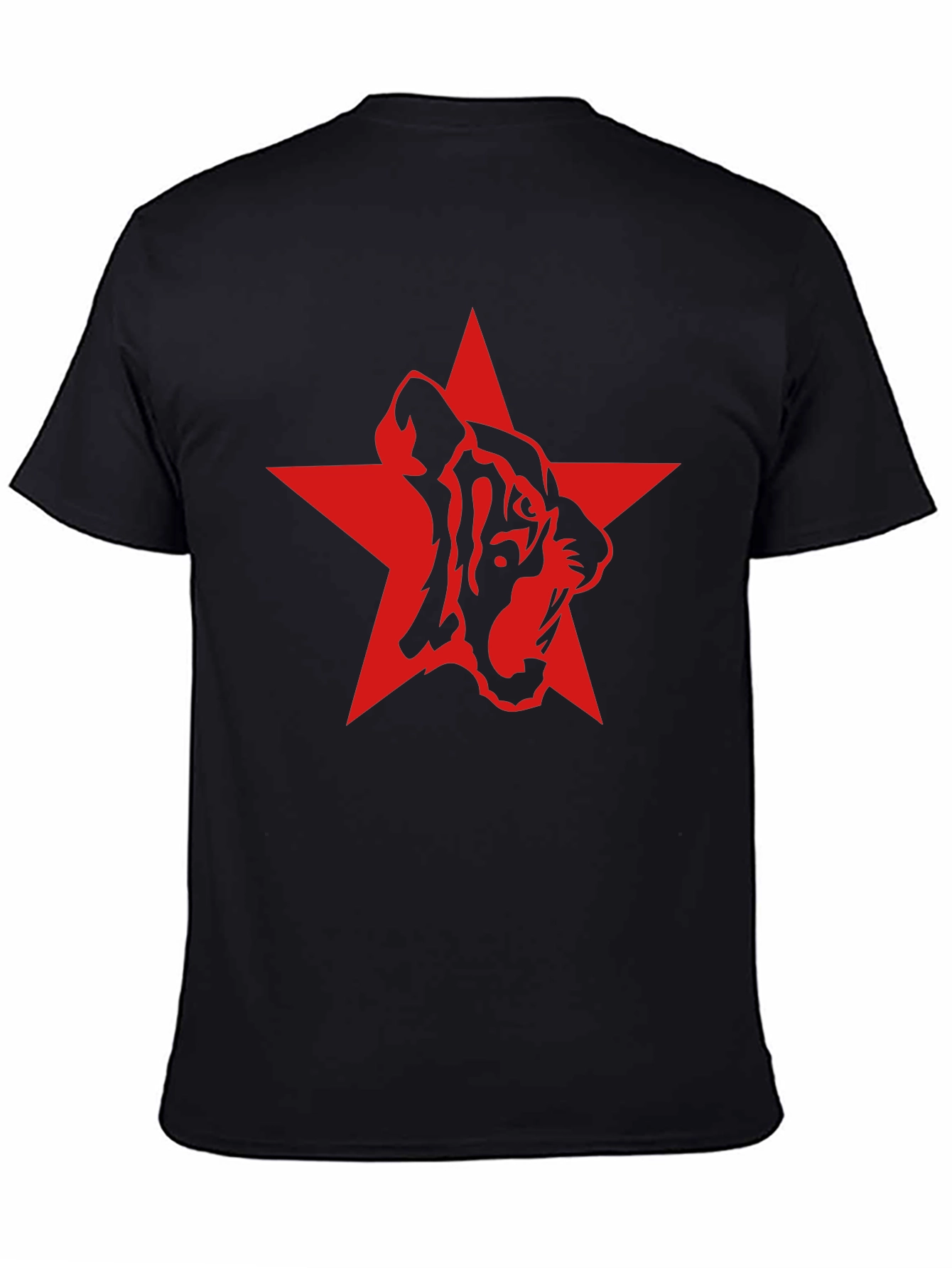 Red Star Tiger Graphic Black T-Shirt