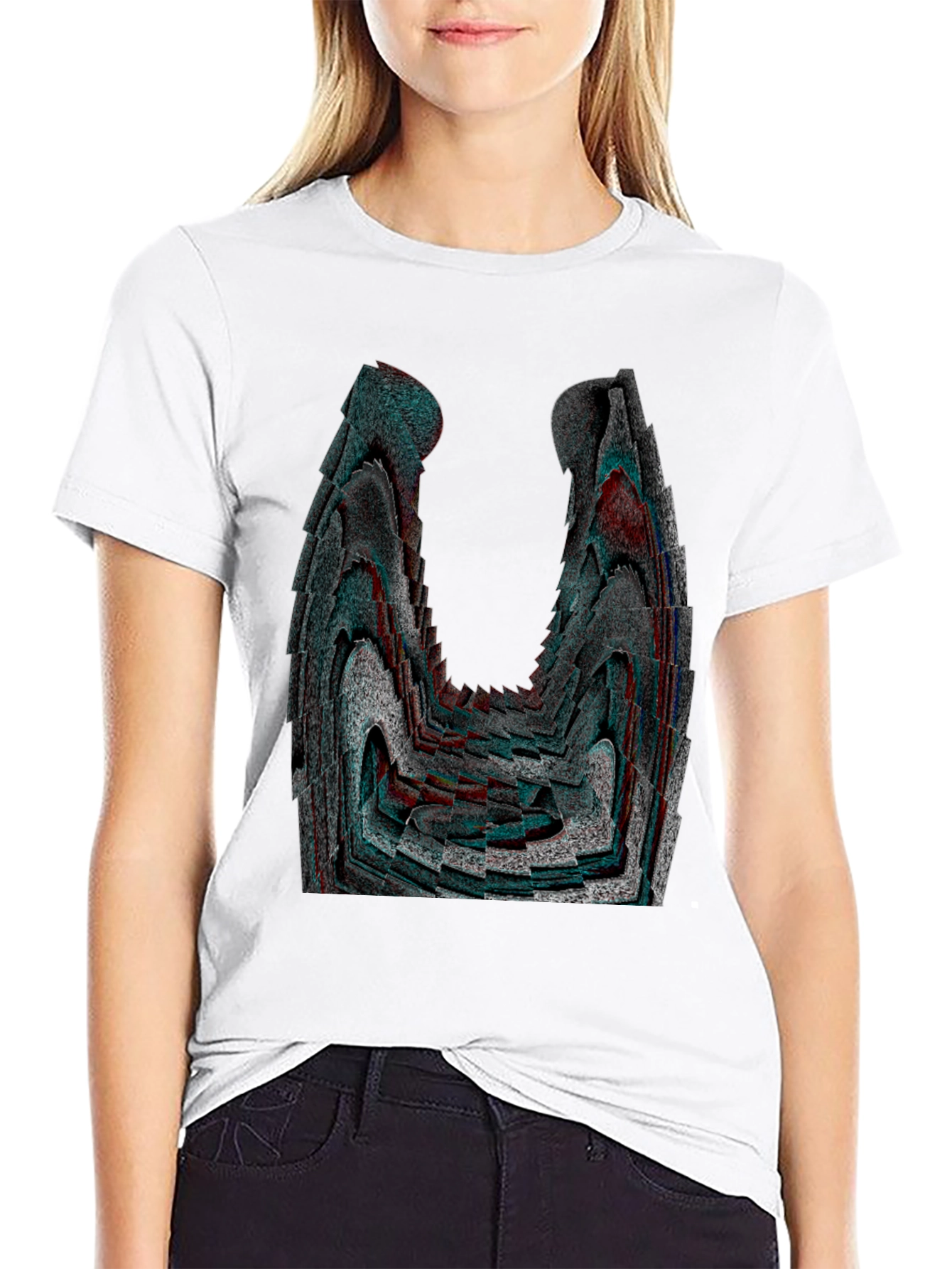 Abstract Patterned Black Graphic Tee