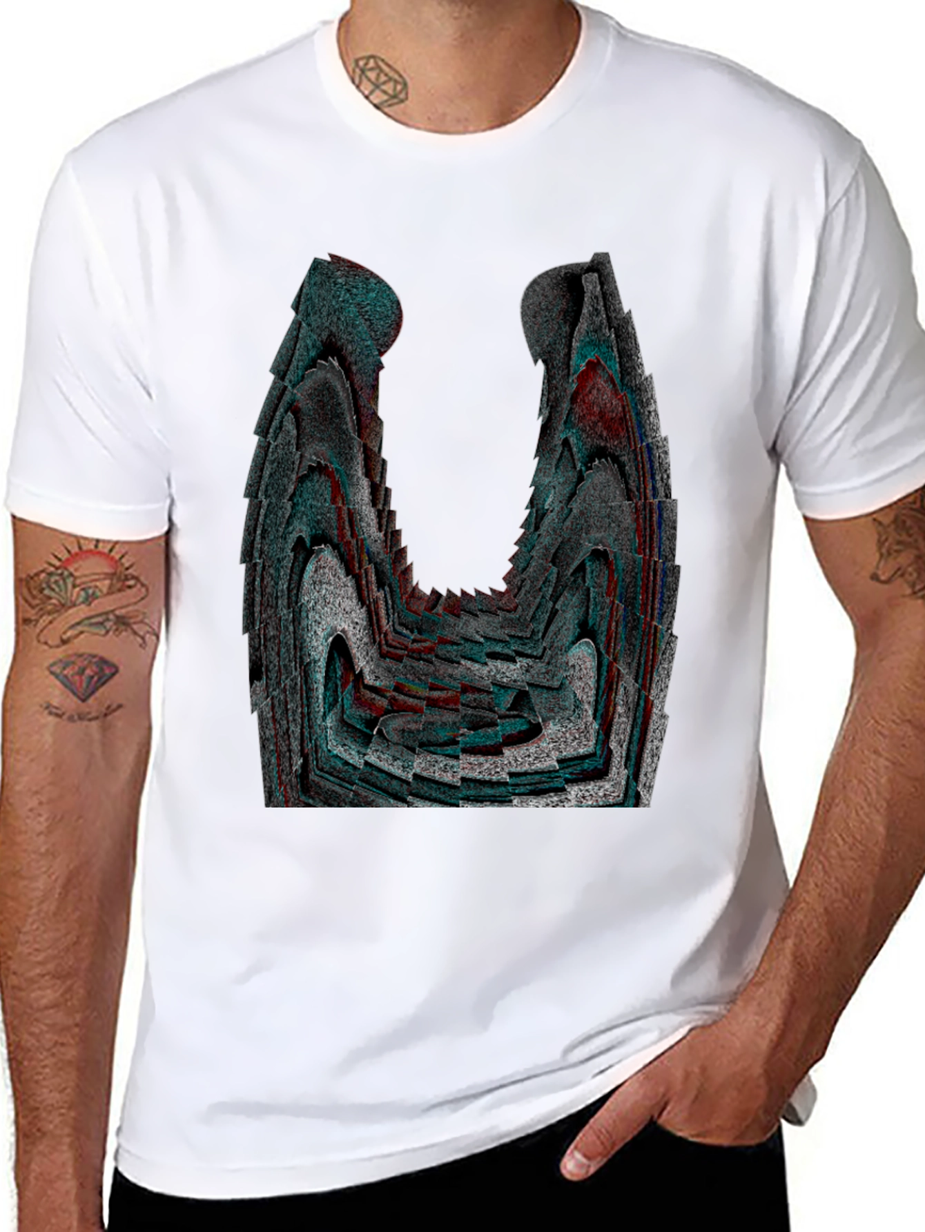 Abstract Patterned Black Graphic Tee