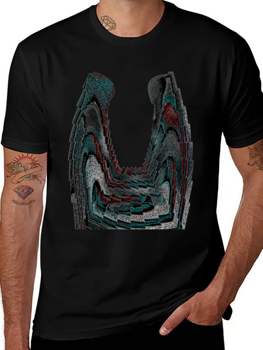 Abstract Patterned Black Graphic Tee