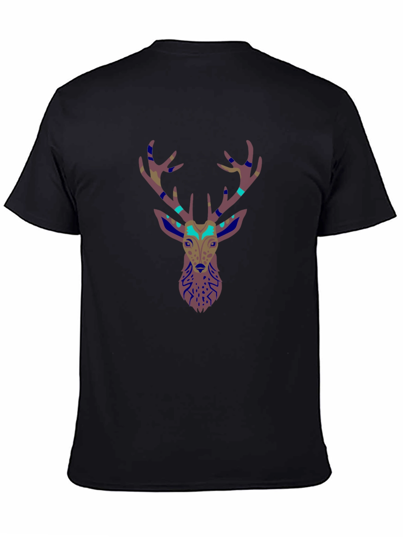 Deer Head Graphic Print Black T-Shirt
