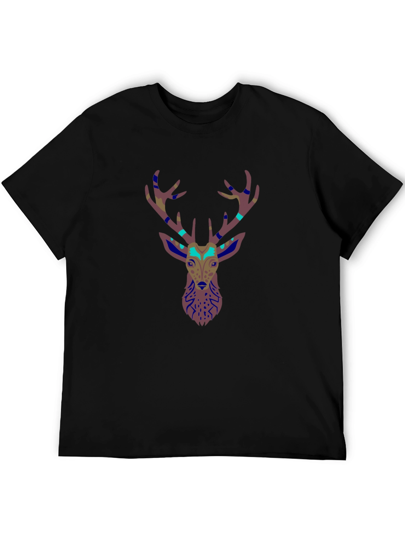 Deer Head Graphic Print Black T-Shirt