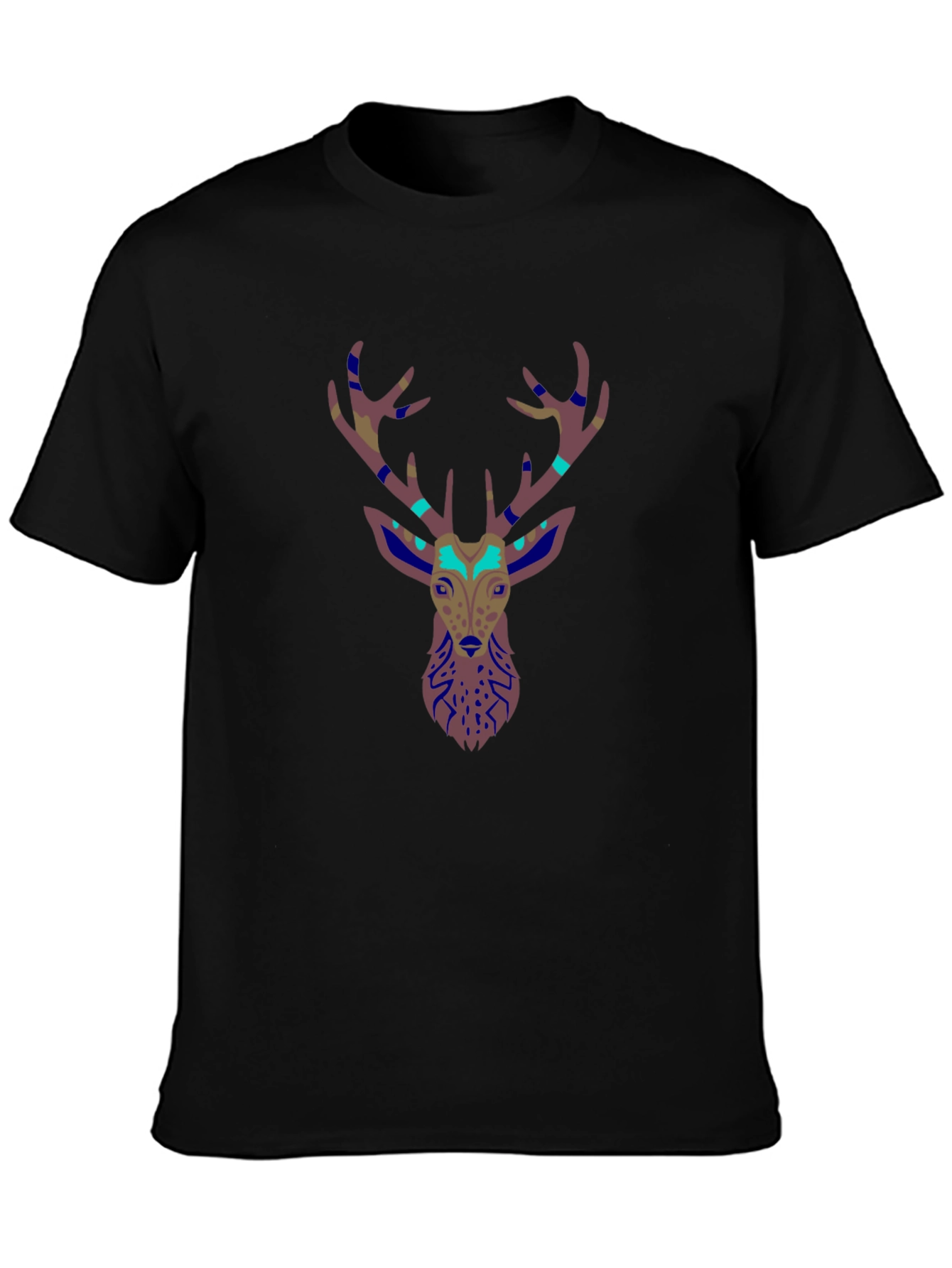 Deer Head Graphic Print Black T-Shirt