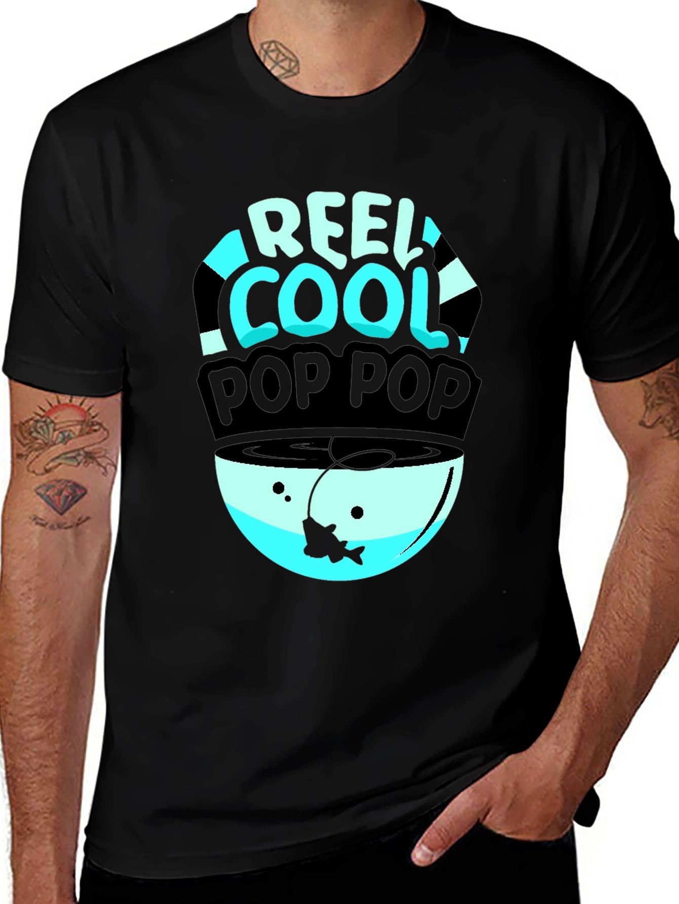 Reel Cool Pop Pop Fishing T-Shirt - Black
