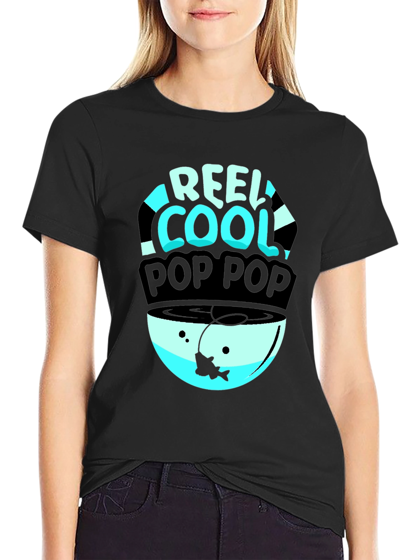 Reel Cool Pop Pop Fishing T-Shirt - Black