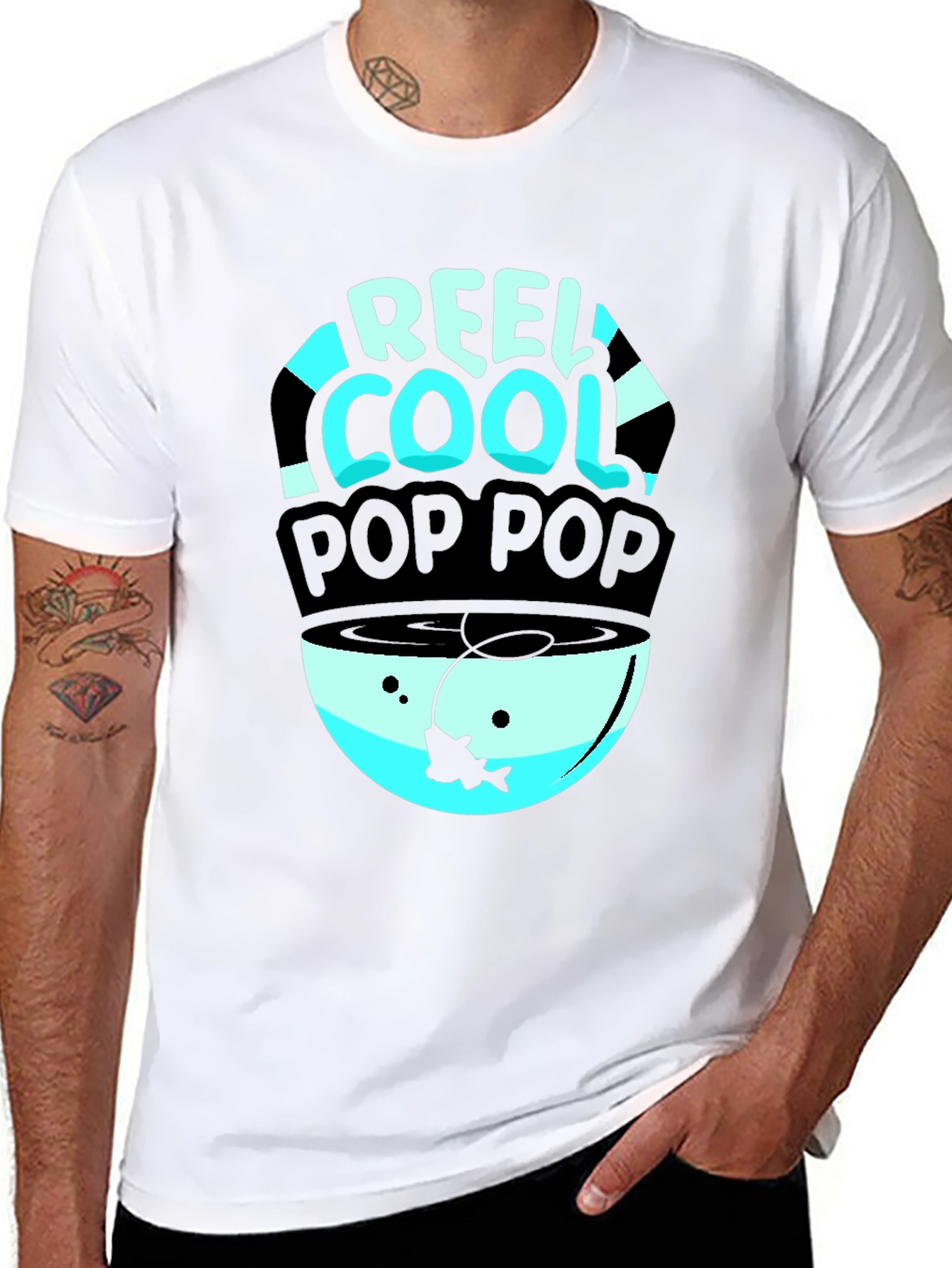 Reel Cool Pop Pop Fishing T-Shirt - Black