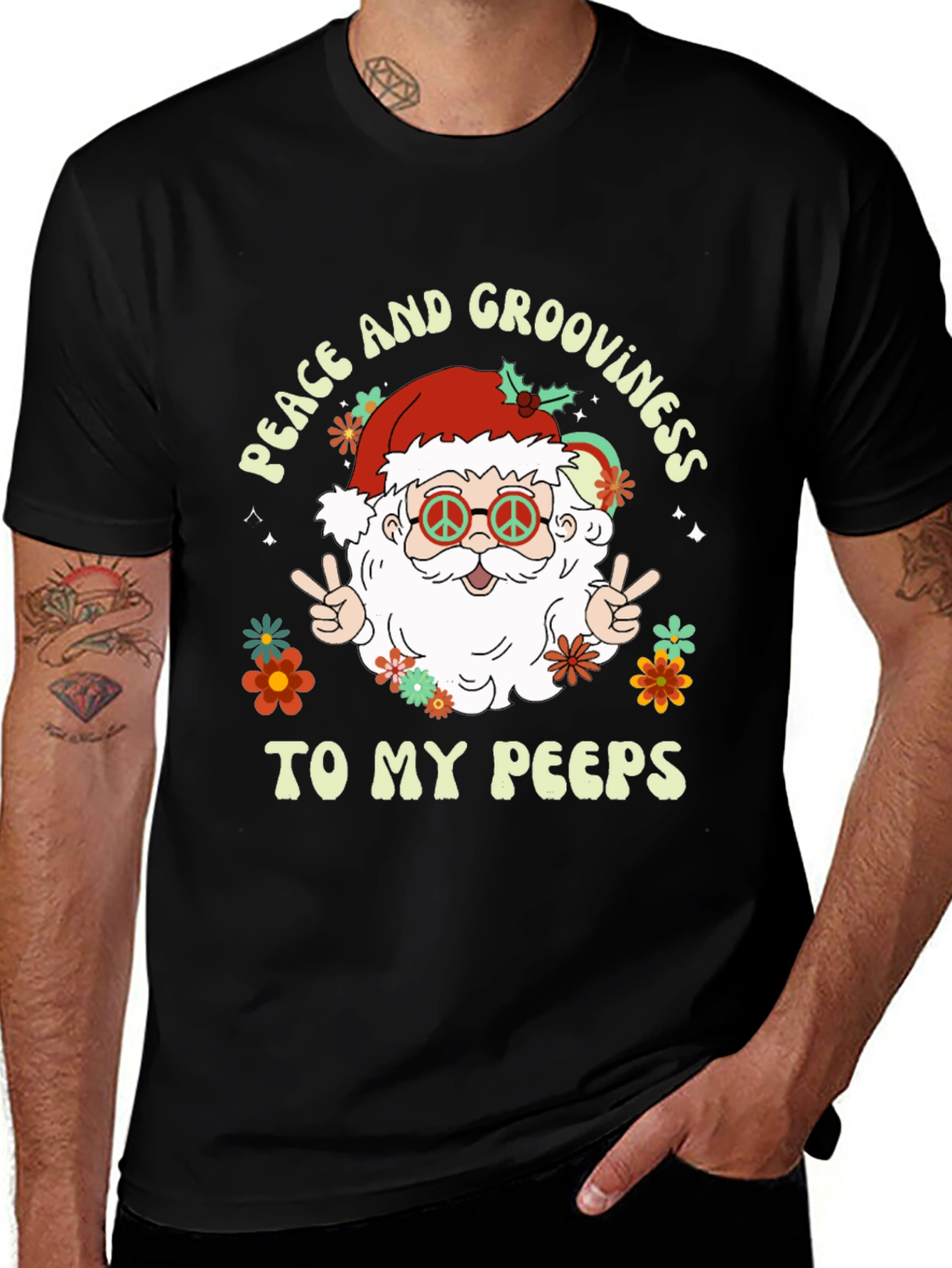 Groovy Peace Santa T-Shirt