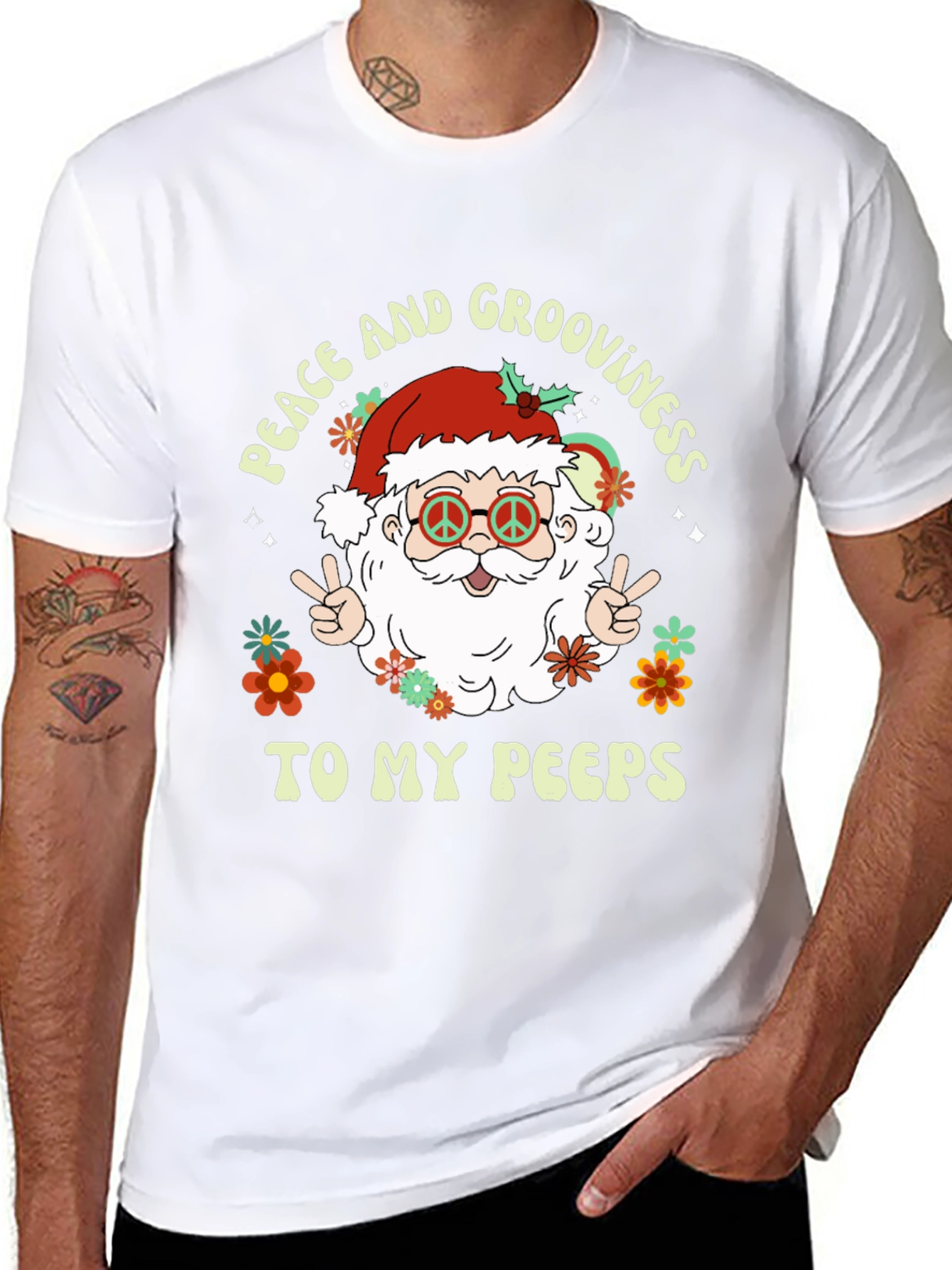 Groovy Peace Santa T-Shirt