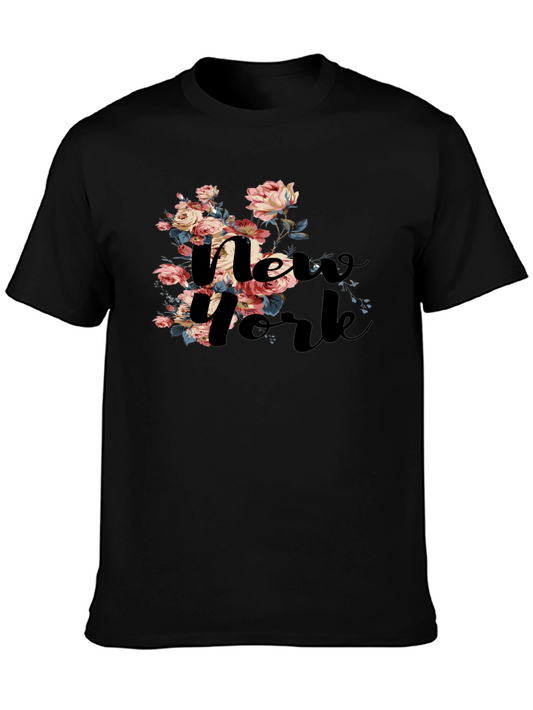 Floral New York Black T-Shirt