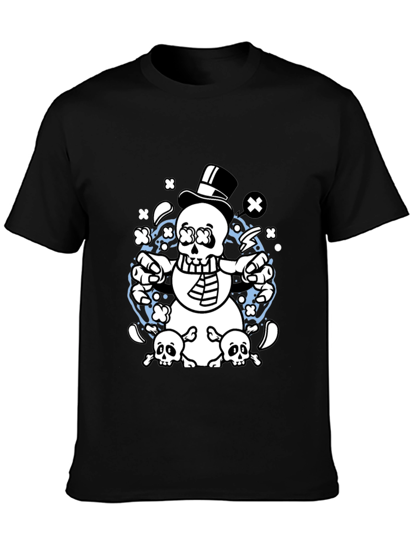 Skull Snowman Graphic T-Shirt - Black