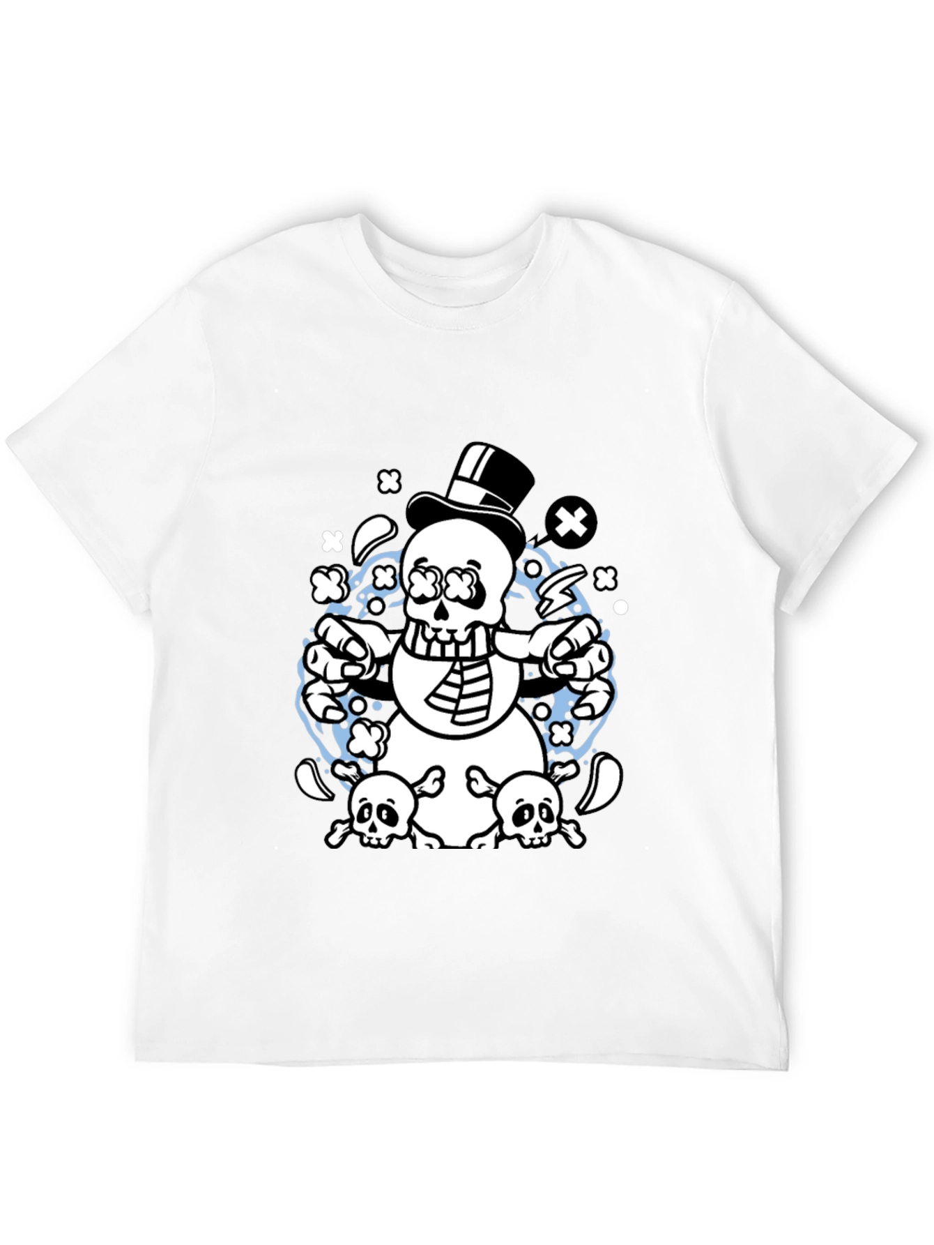 Skull Snowman Graphic T-Shirt - Black