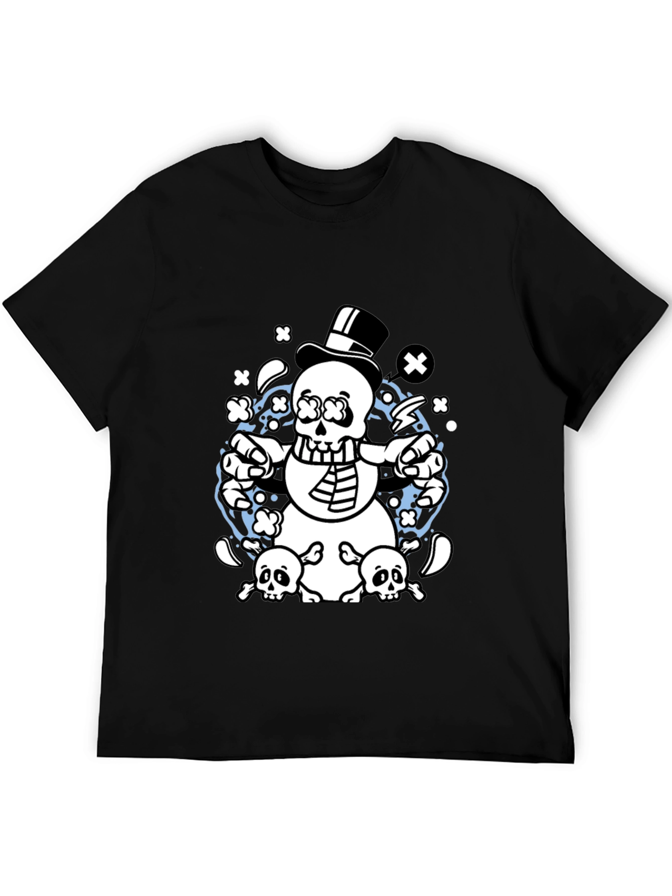 Skull Snowman Graphic T-Shirt - Black