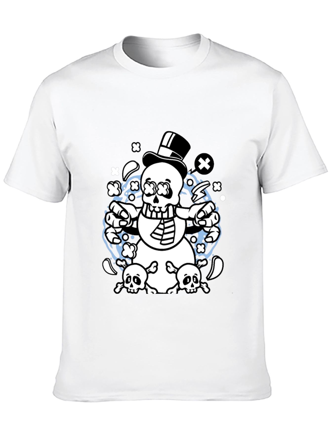 Skull Snowman Graphic T-Shirt - Black