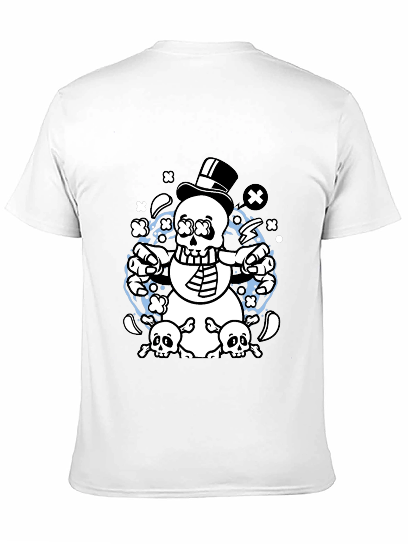 Skull Snowman Graphic T-Shirt - Black
