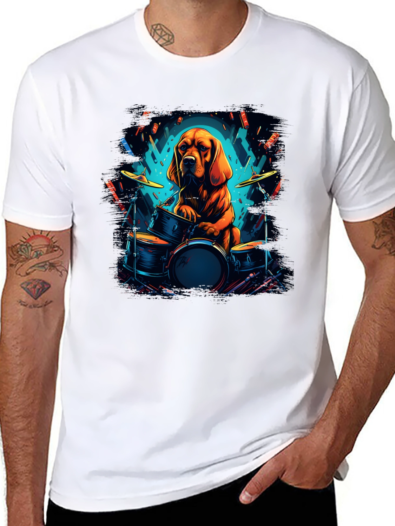 Dog Drummer Graphic Tee