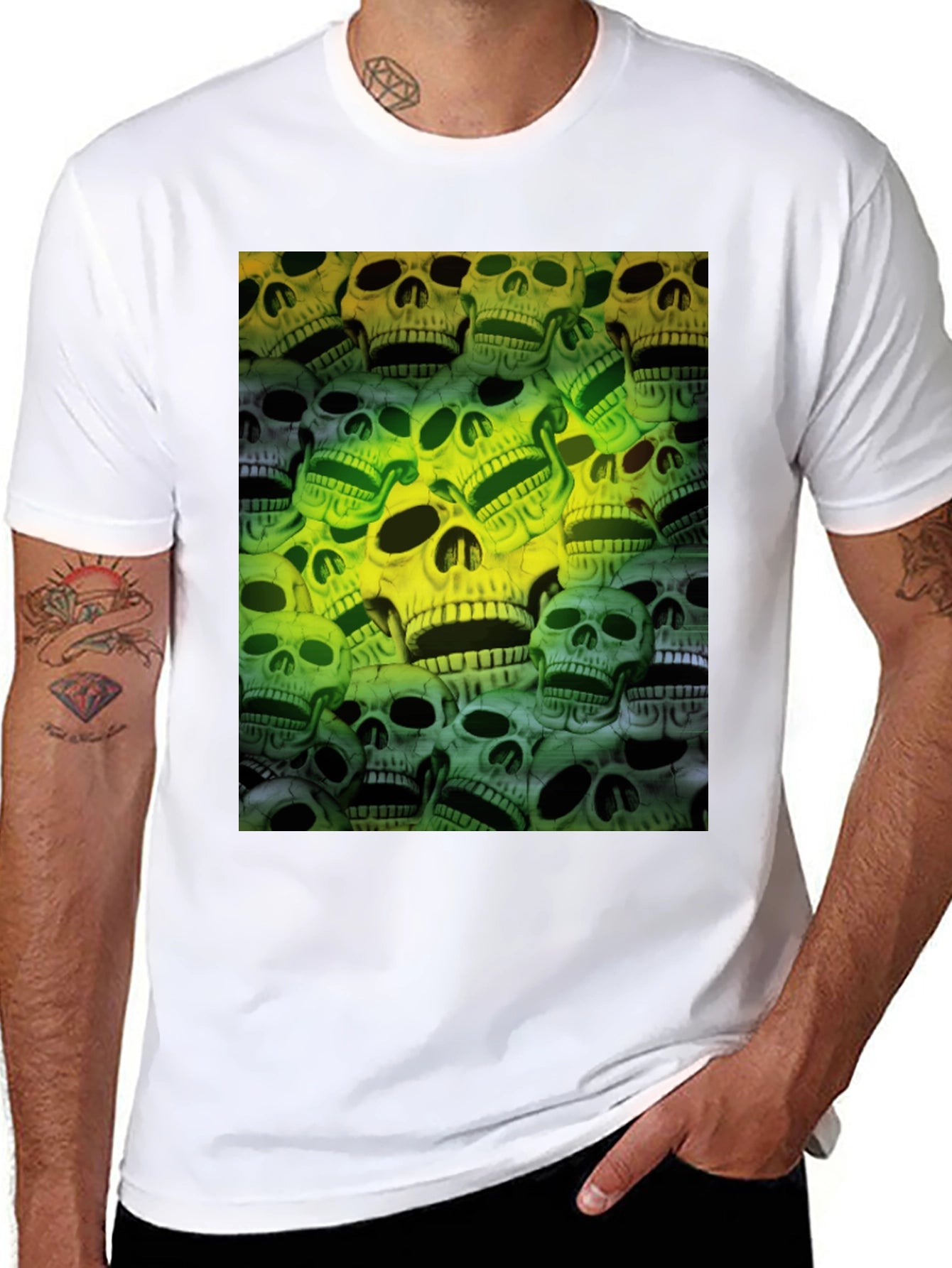 Skull Print Graphic Tee - Mens Black T-Shirt