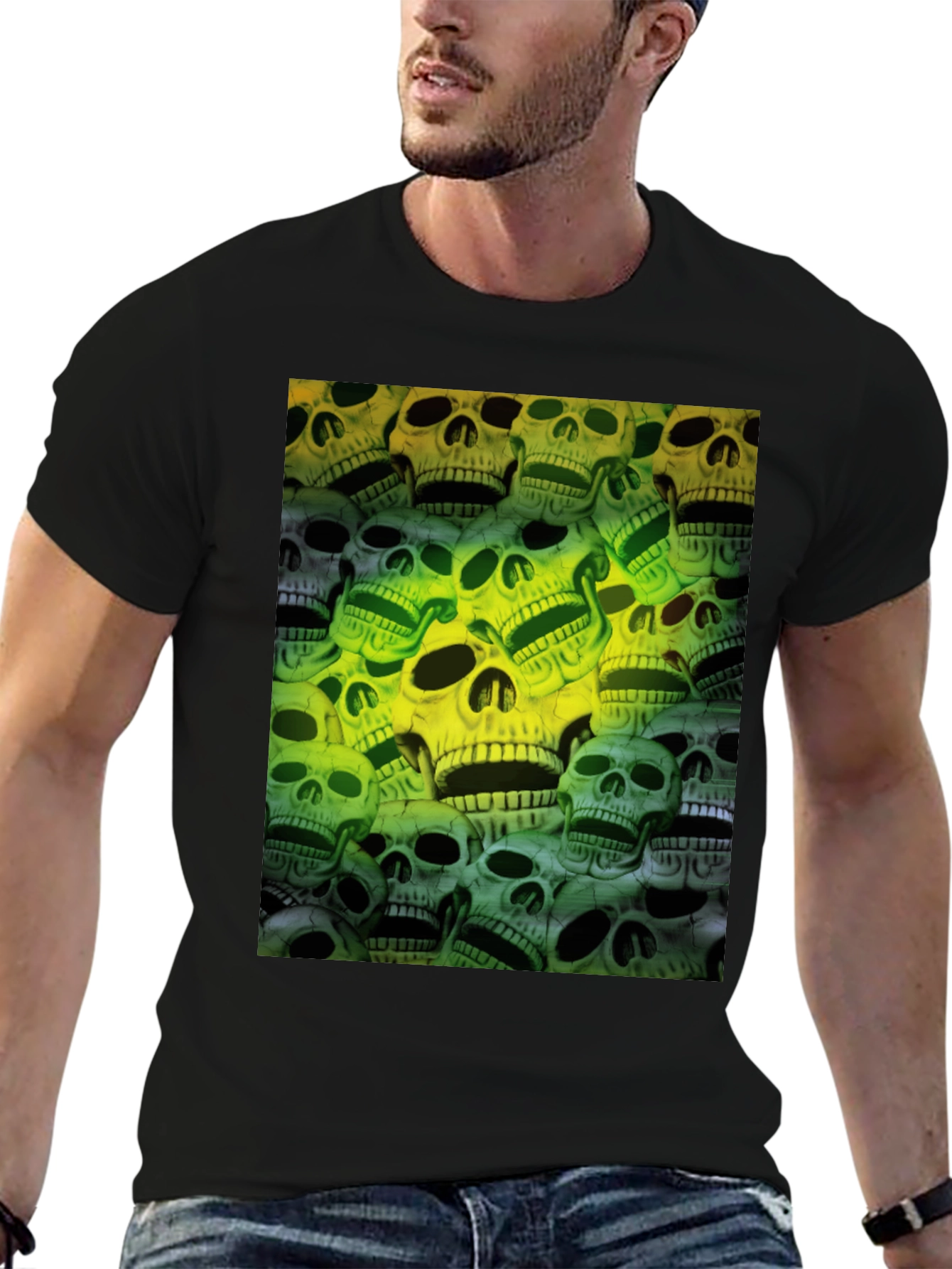 Skull Print Graphic Tee - Mens Black T-Shirt