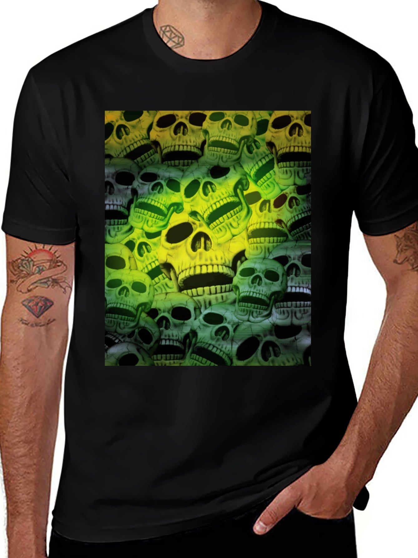 Skull Print Graphic Tee - Mens Black T-Shirt