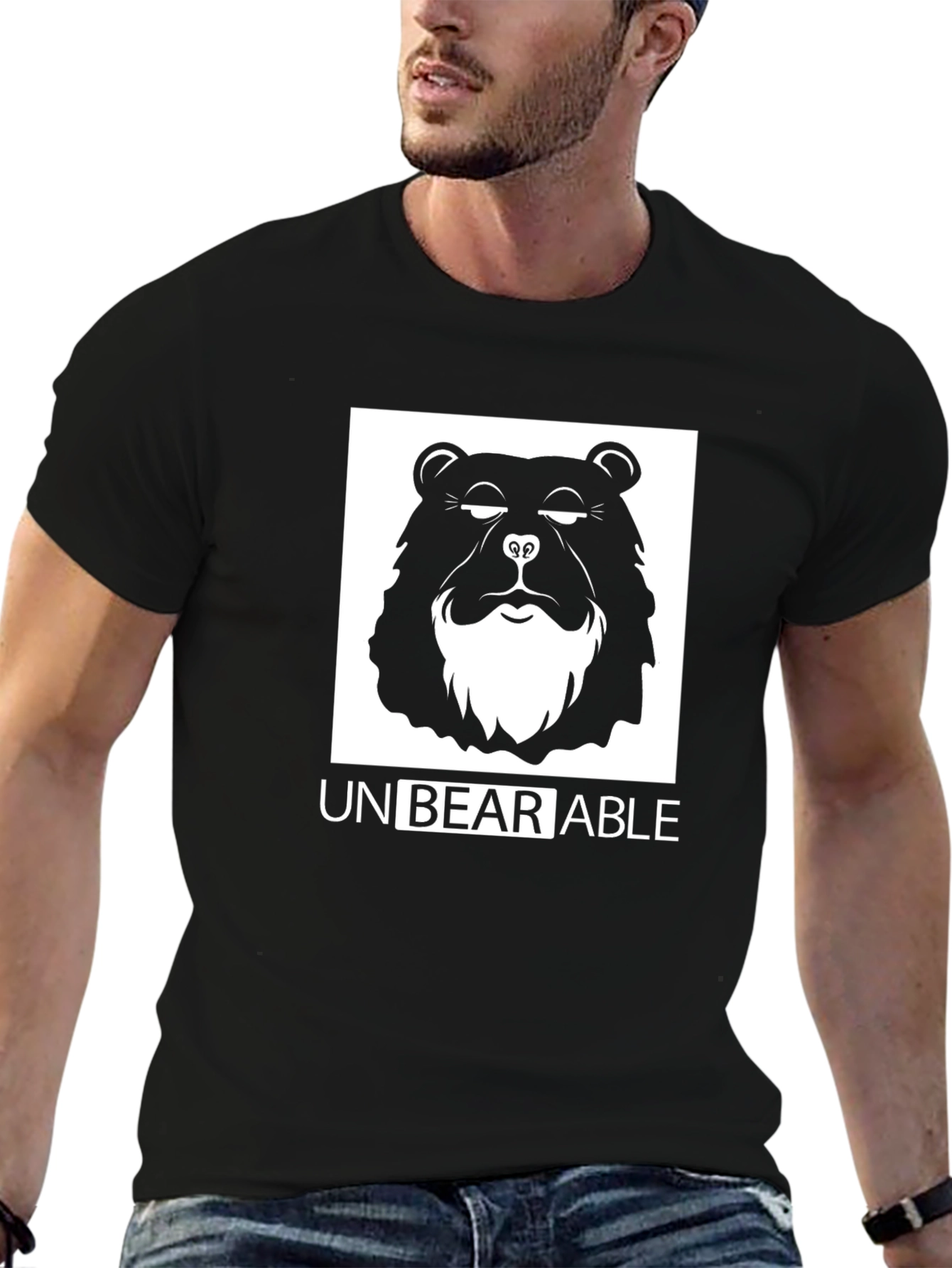 Unbearable Pun Graphic T-Shirt - Black Cotton Tee