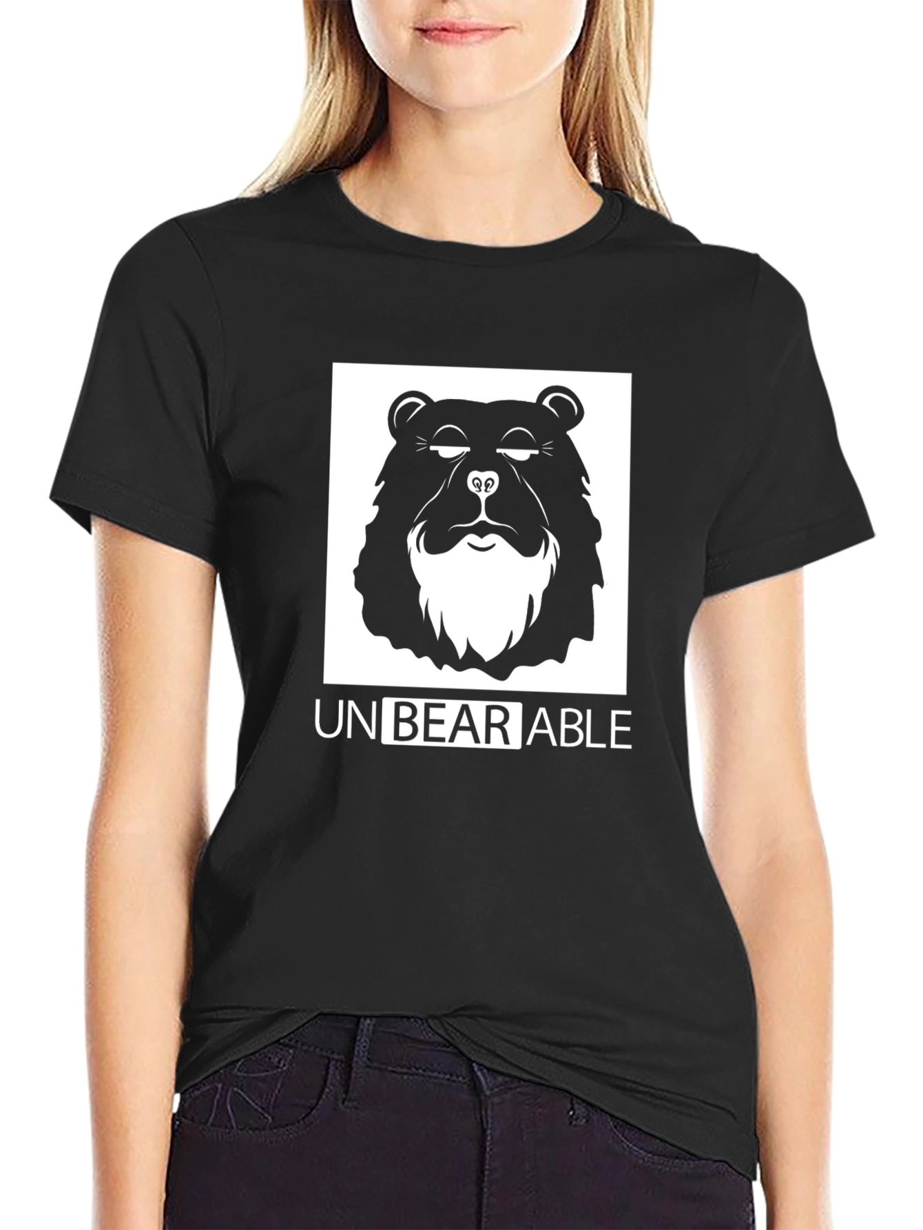 Unbearable Pun Graphic T-Shirt - Black Cotton Tee